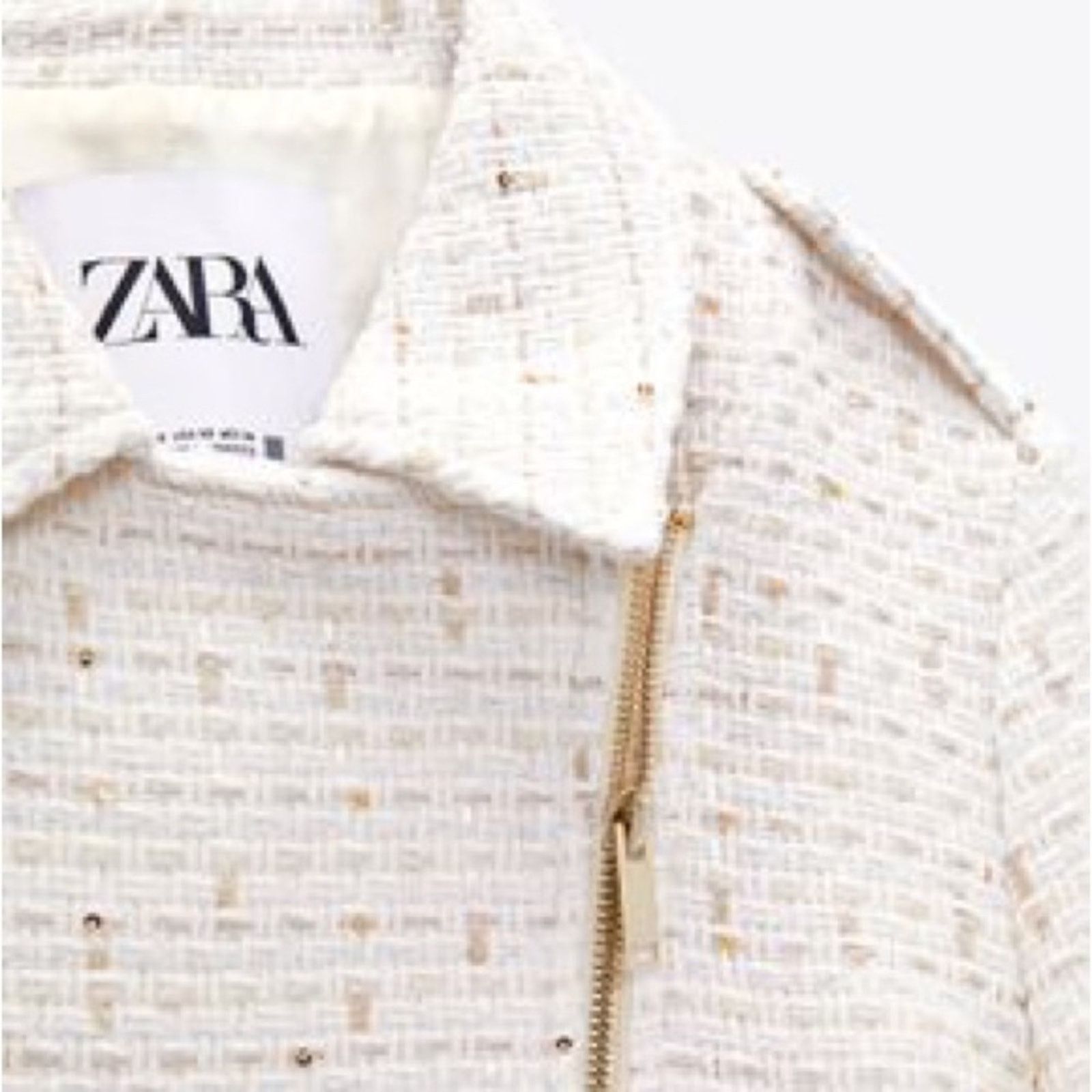 Zara ZARA ZIPPERED TEXTURED JACKET ECRU Size XL / US 12-14 / IT 48-50 - 10 Thumbnail