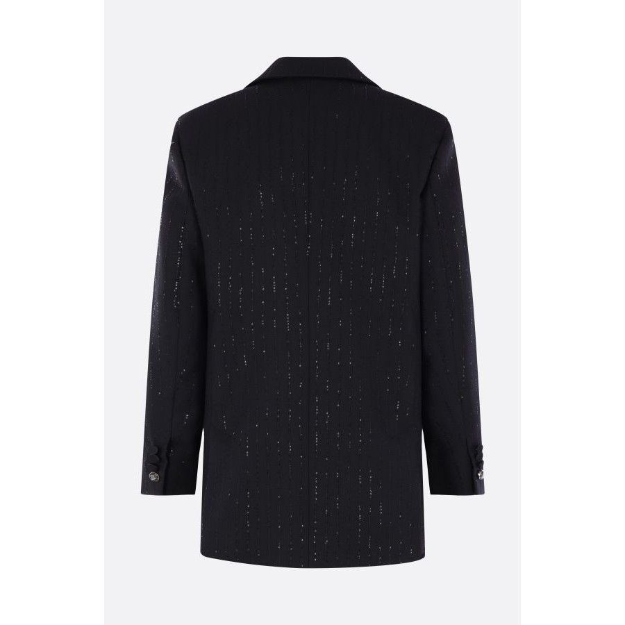 Max Mara MAX MARA Appia Black Wool Sequined Double-Breasted Jacket Ne Size M / US 6-8 / IT 42-44 - 2 Thumbnail