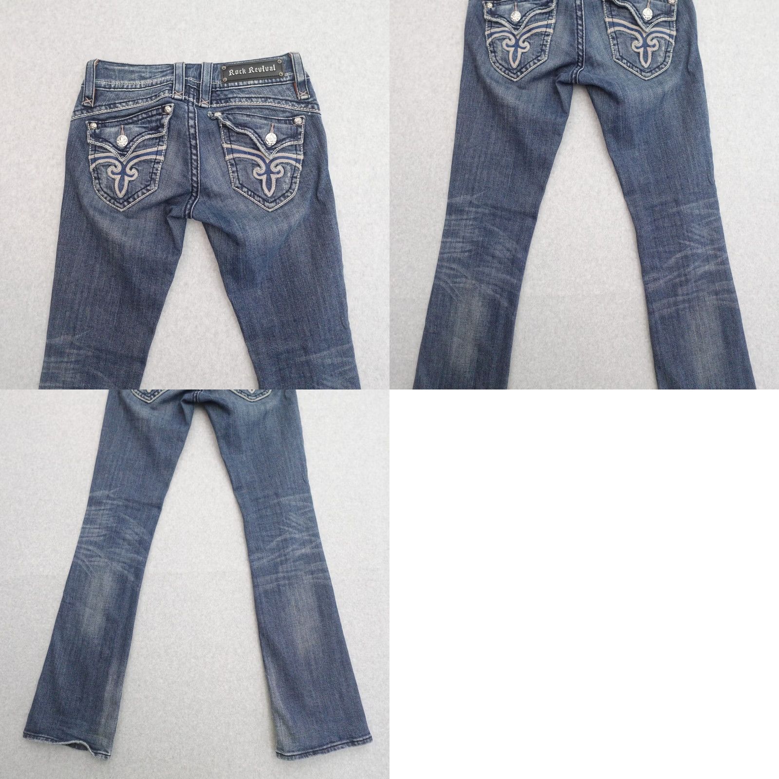 Vintage ROCK REVIVAL Stephanie Jeans Womens Size 26 Blue Denim Low Rise Boot Cut Size 26" / US 2 / IT 38 - 9 Thumbnail