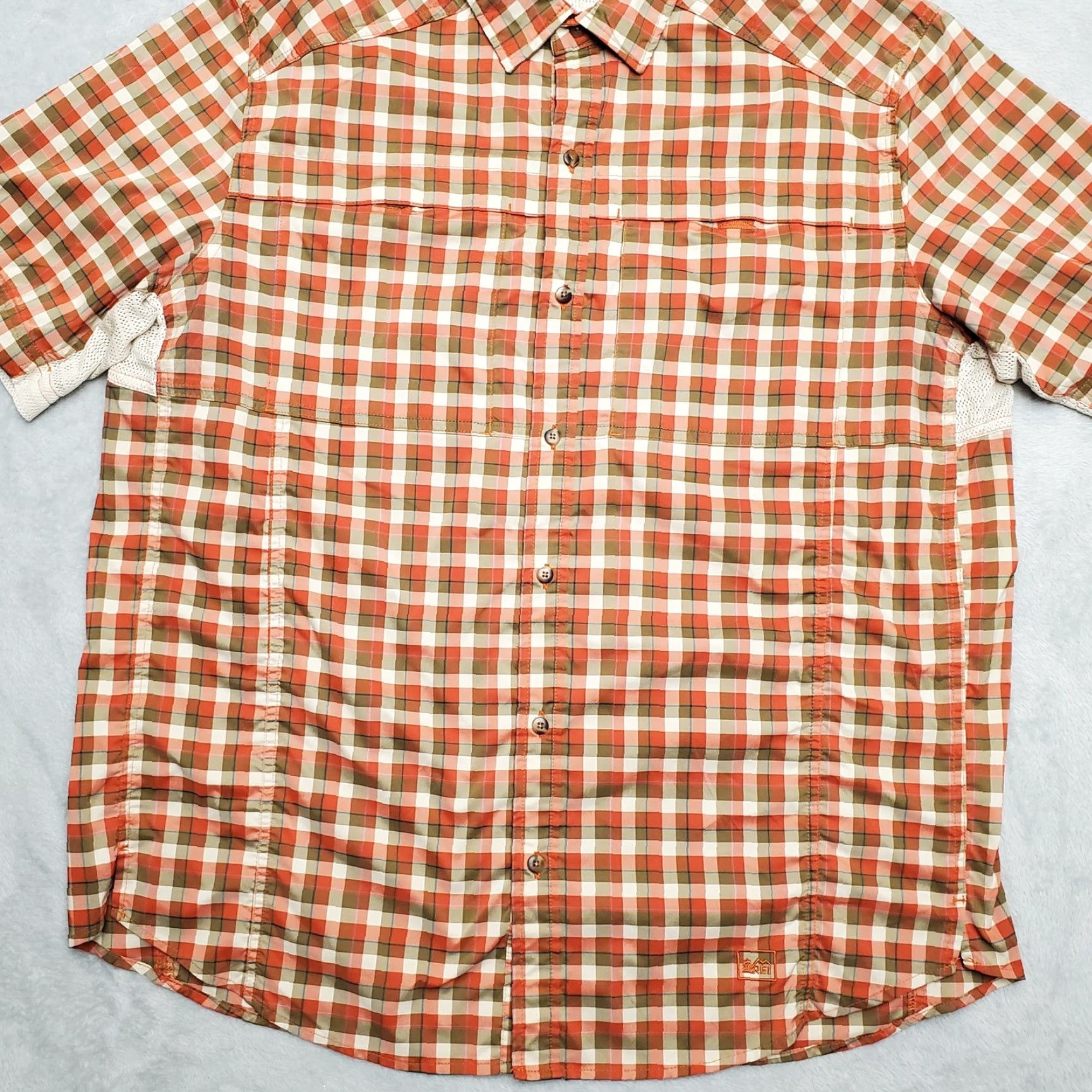 Vintage REI Shirt Men XL Rust Red Plaid Short Sleeve Polyester Performance Vented casual Size US XL / EU 56 / 4 - 3 Thumbnail
