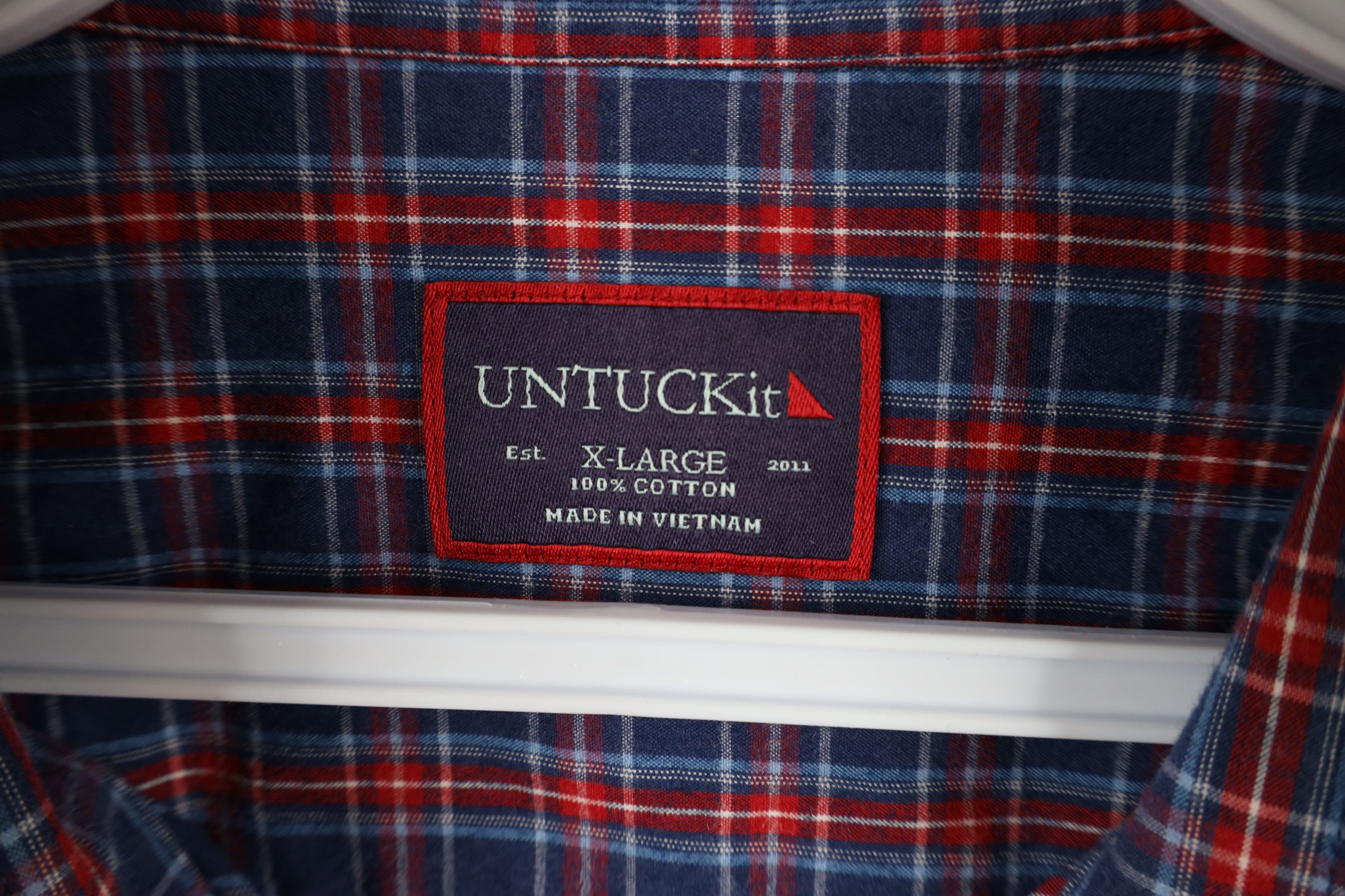 UNTUCKit × Vintage Untuckit Long Sleeve Collared Button Shirt Blue Plaid Cotton Size US XL / EU 56 / 4 - 7 Thumbnail