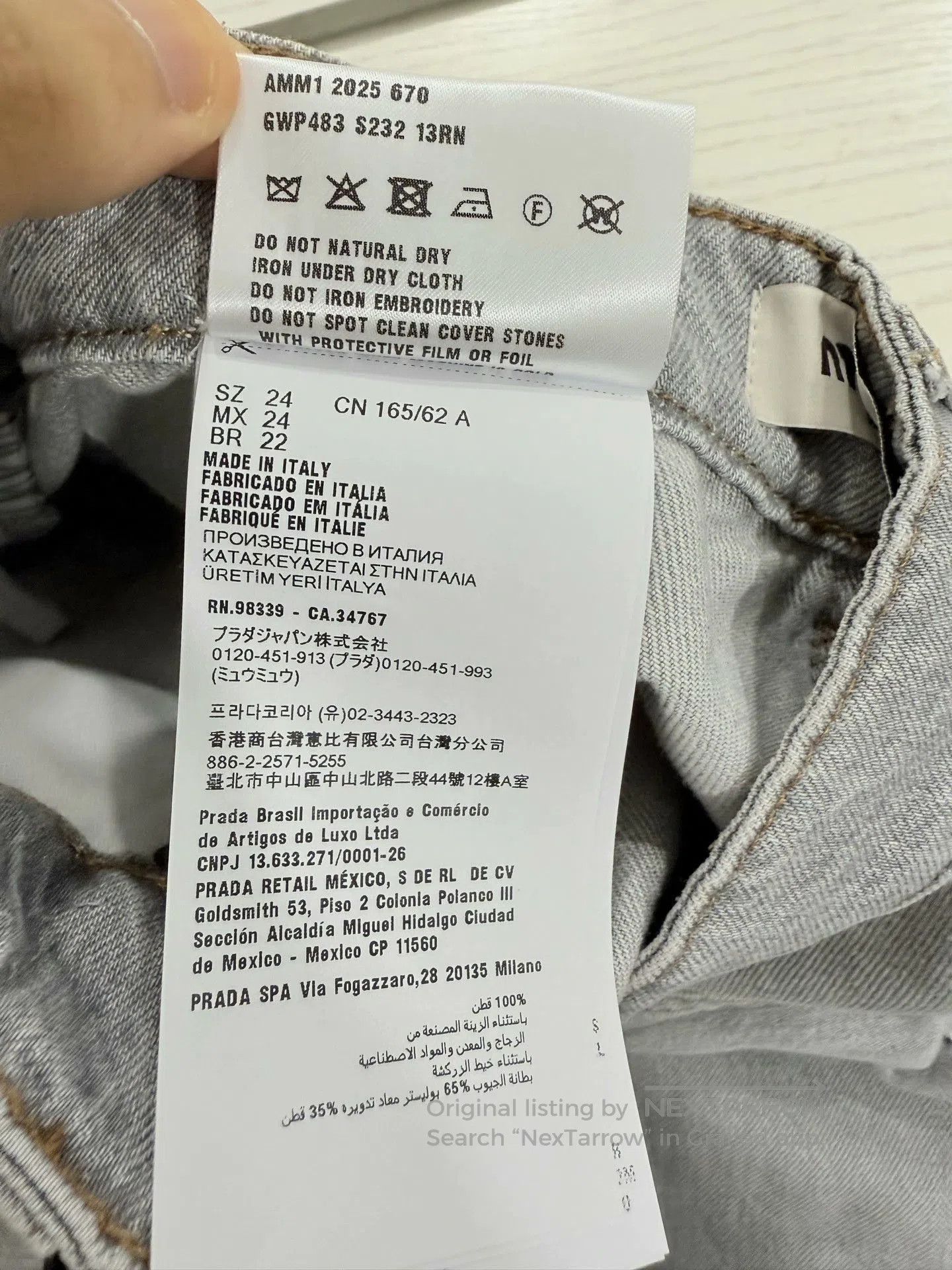 Miu Miu Miu Miu 25 Rhinestone Gray Jeans 24. Size 24" / US 00 / IT 34 - 4 Thumbnail