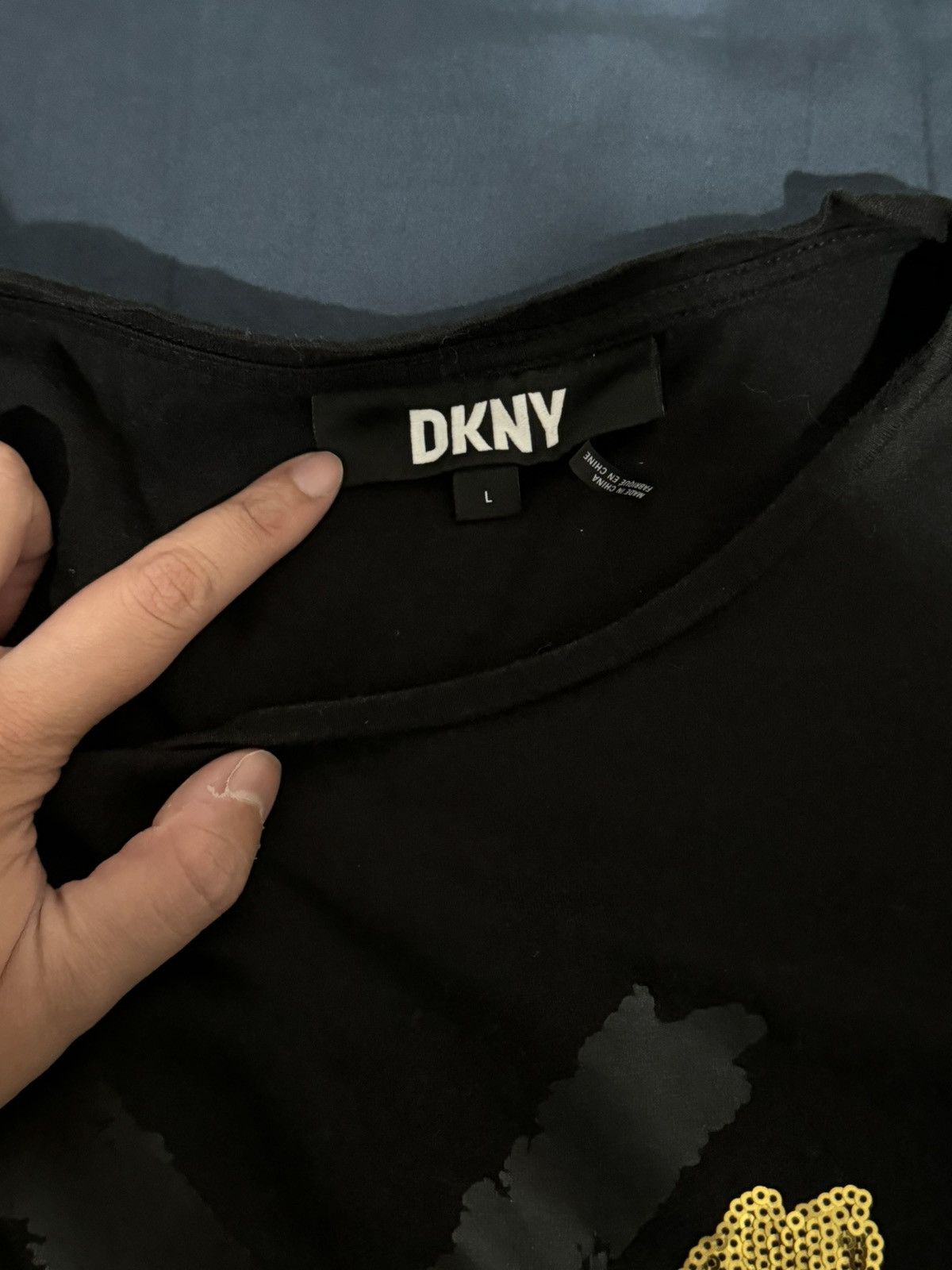 DKNY DKNY Logo Print with Embroideries Black SS Shirt Size L / US 10 / IT 46 - 3 Thumbnail