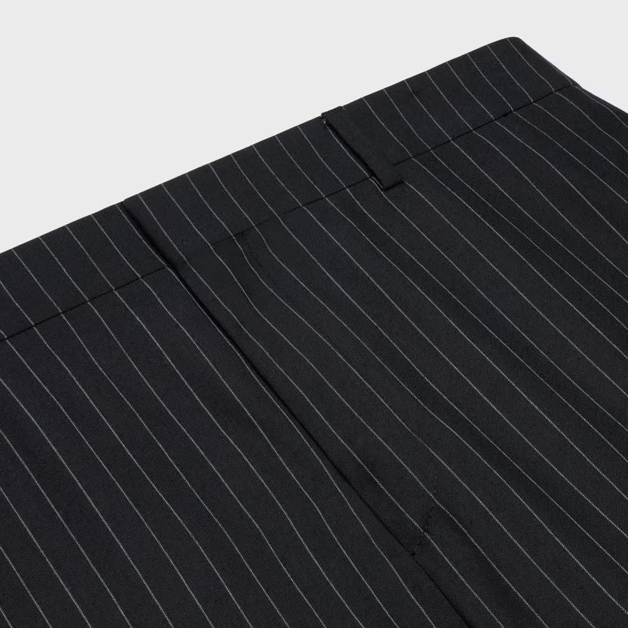Celine o1loc1c0525 Straight Pants in Striped Wool in Black Size US 40 / EU 56 - 3 Thumbnail
