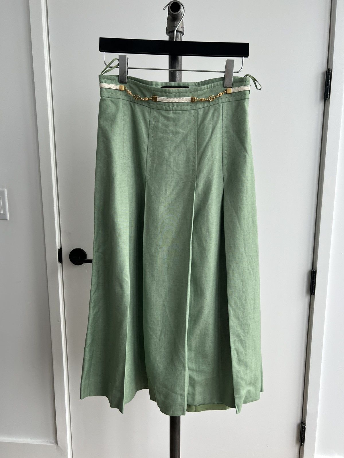 Gucci Green Linen Pleated Skirt Size 30" / US 8 / IT 44 - 1 Thumbnail