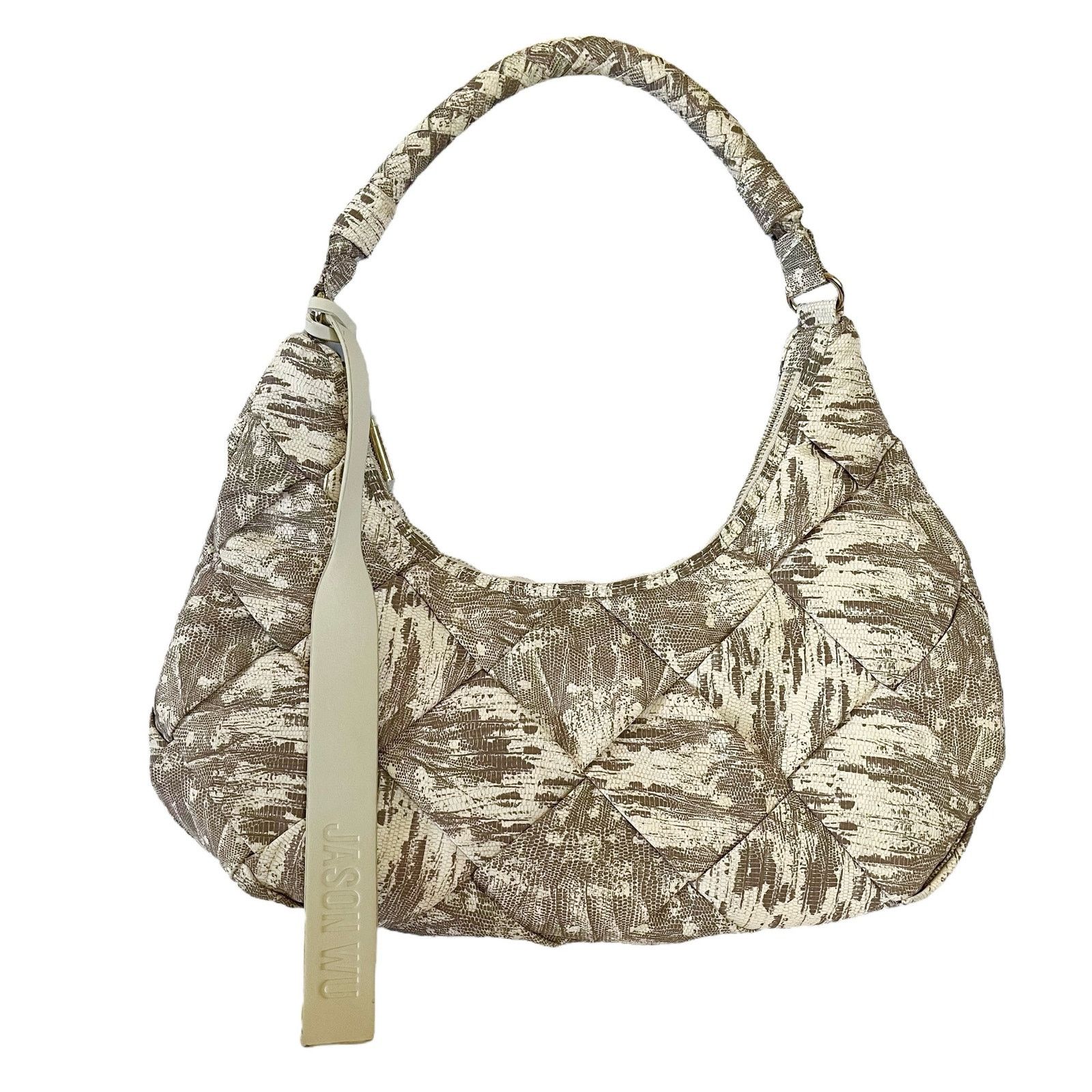 NWOT Jason Wu Dylan Woven Ivory Lizard Print Shoulder Bag