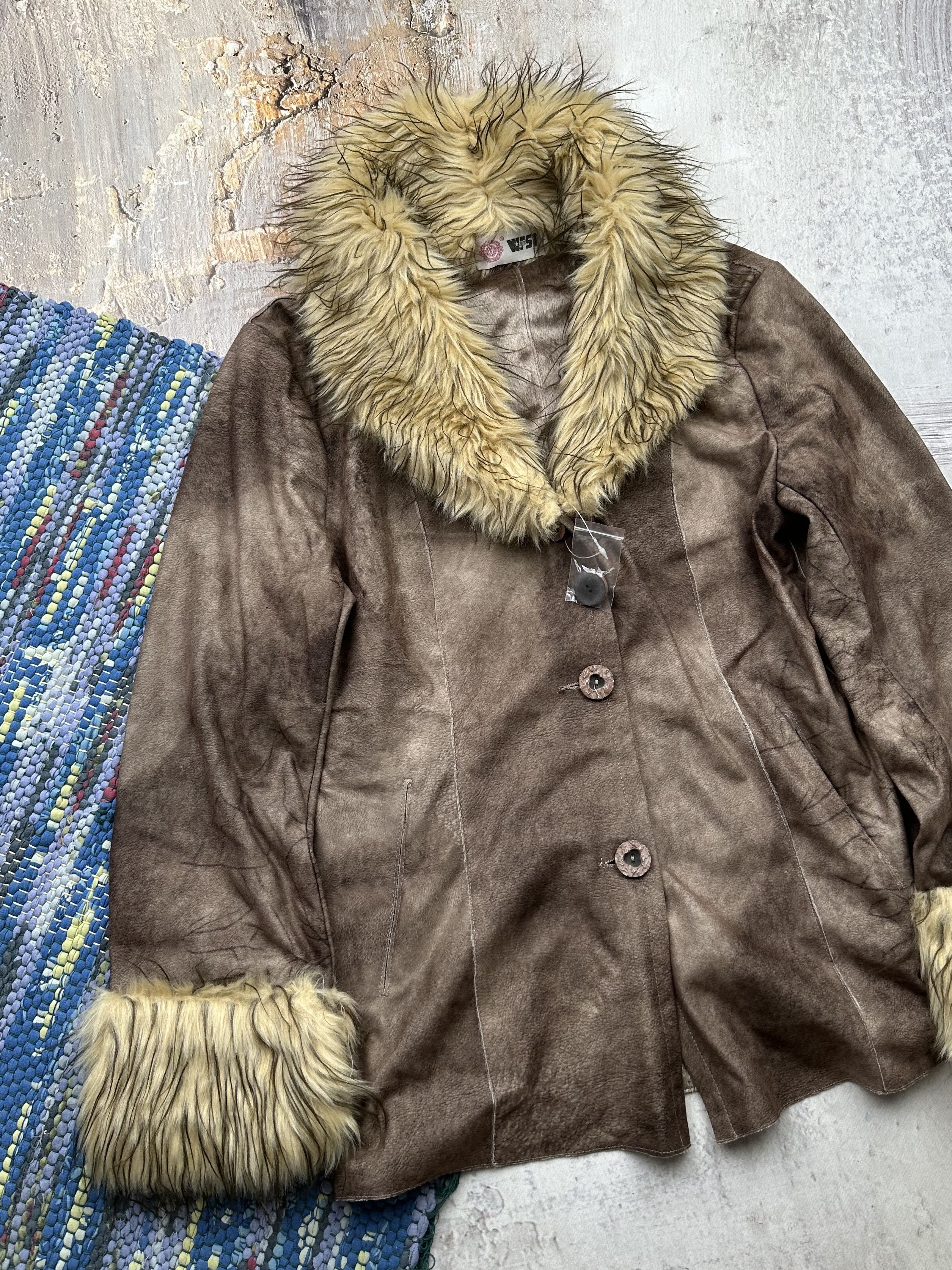 Japanese Brand Vintage Faded Coat With Faux Fur Details D15A722(480) Size M / US 6-8 / IT 42-44 - 2 Thumbnail
