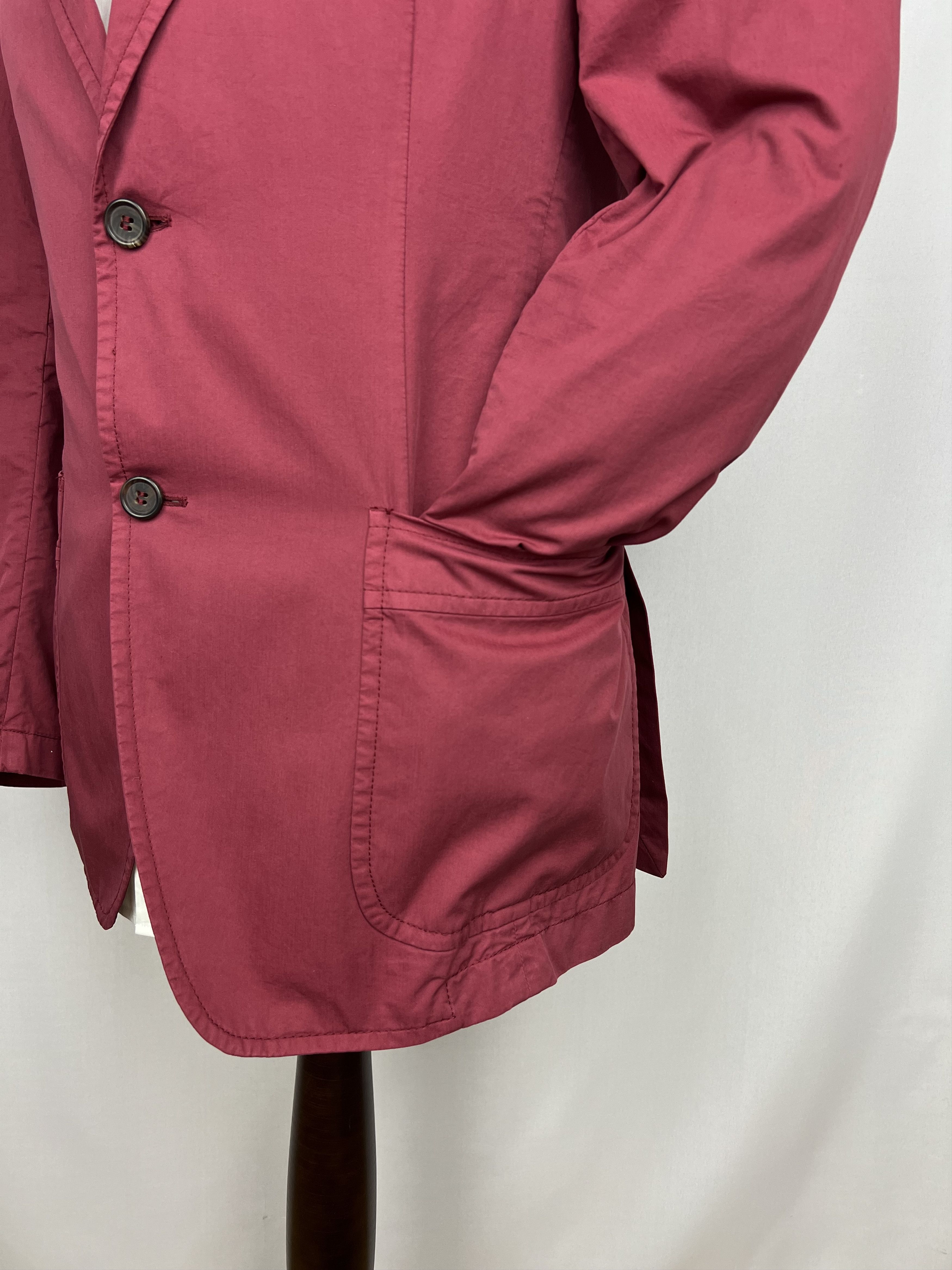 Prada Pale-Red Solid 100% Cotton Peak-Lapel Sport Coat Size 38R - 8 Thumbnail