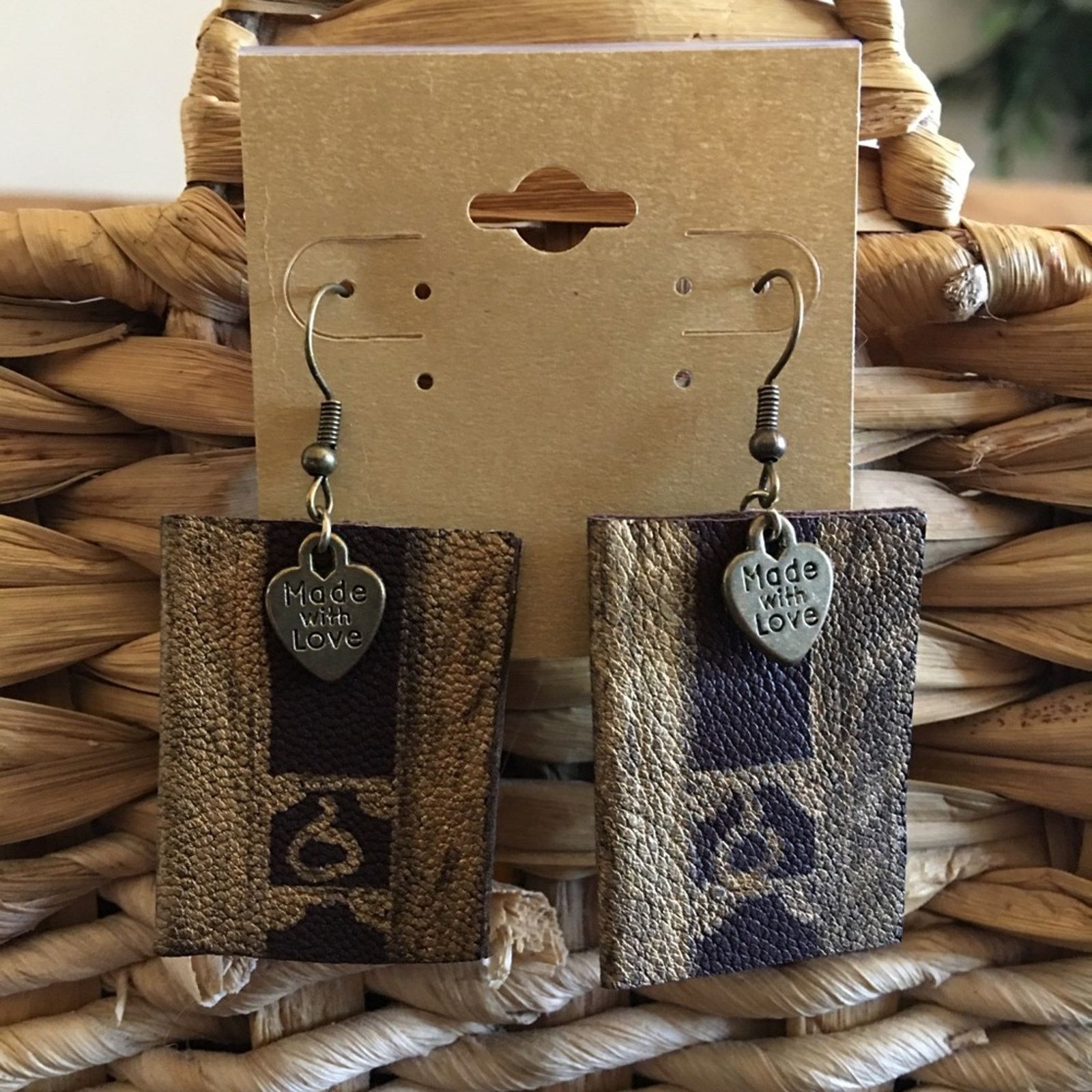 Jewelry Boho handmade with love painted leather earrings Size ONE SIZE - 1 Thumbnail