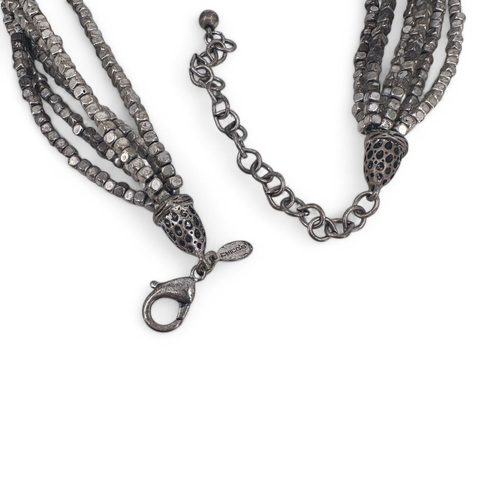 Chicos Chicos Multi Strand Necklace Square Silver Tone Beads Size ONE SIZE - 4 Thumbnail