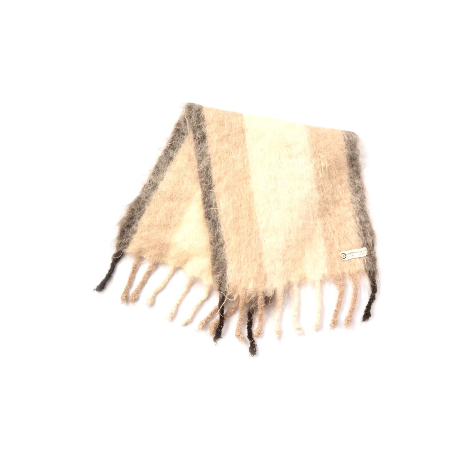 Vintage Lena Rewell Finland All Wool Handmade Scarf Size 160 x 38 cm Beige Wool Scarf Women Used Small Traces of Wear Size ONE SIZE - 6 Thumbnail