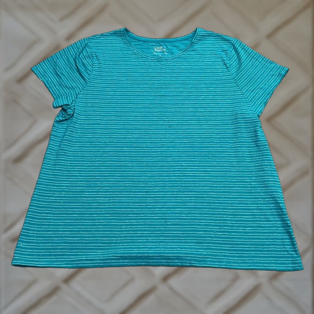 Croft & Barrow Croft & Barrow The Classic Tee Womens XL Blue Striped Crew Neck Casual T-Shirt Size XL / US 12-14 / IT 48-50 - 1 Thumbnail