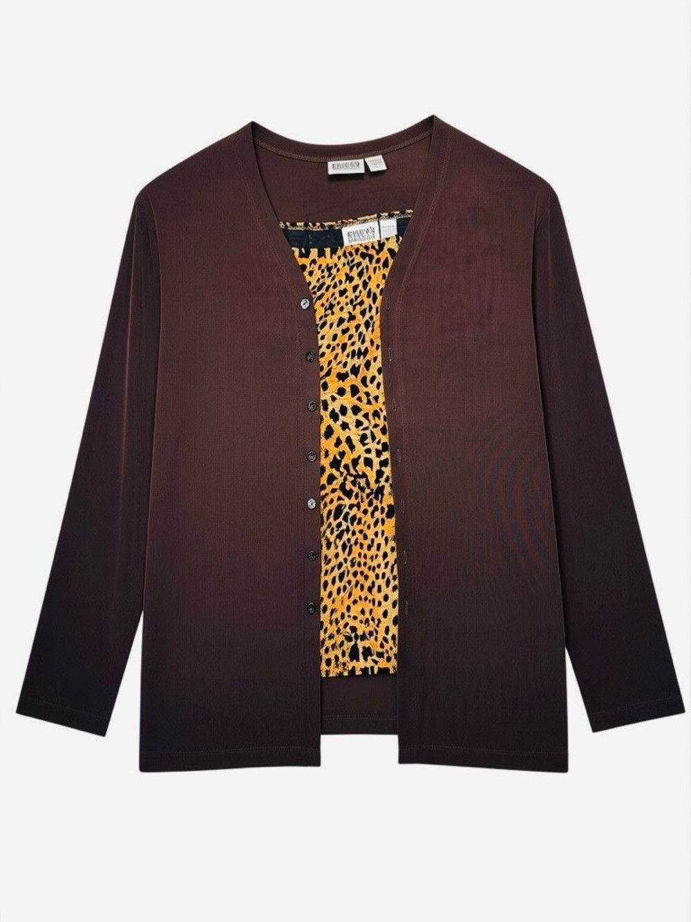 Chicos Chico's Brown Liquid Knit Cardigan Animal Print Tank Top Se Size XL / US 12-14 / IT 48-50 - 2 Thumbnail