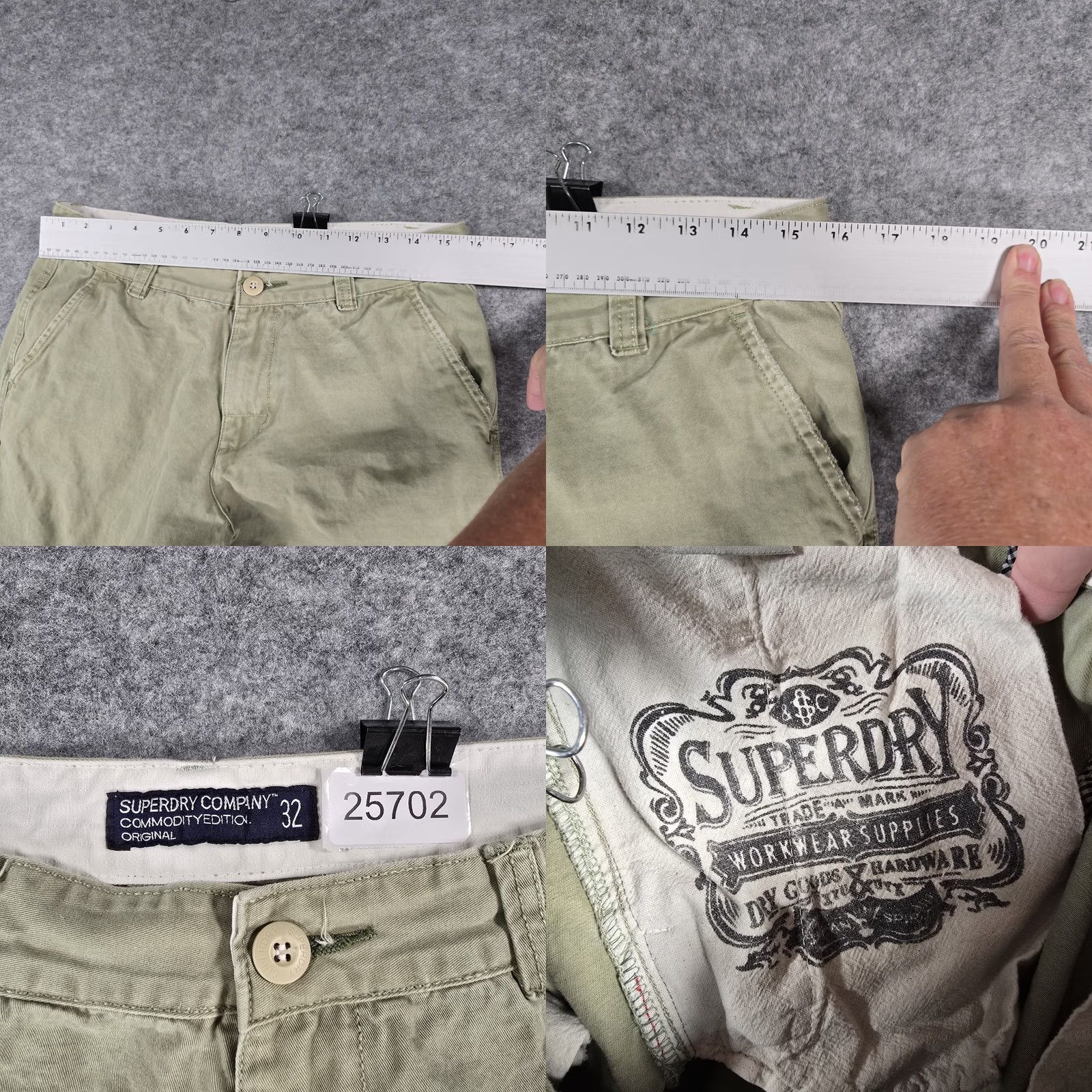 Superdry Superdry Mens Shorts 32 Chino Flat Front Green Size US 32 / EU 48 - 8 Thumbnail