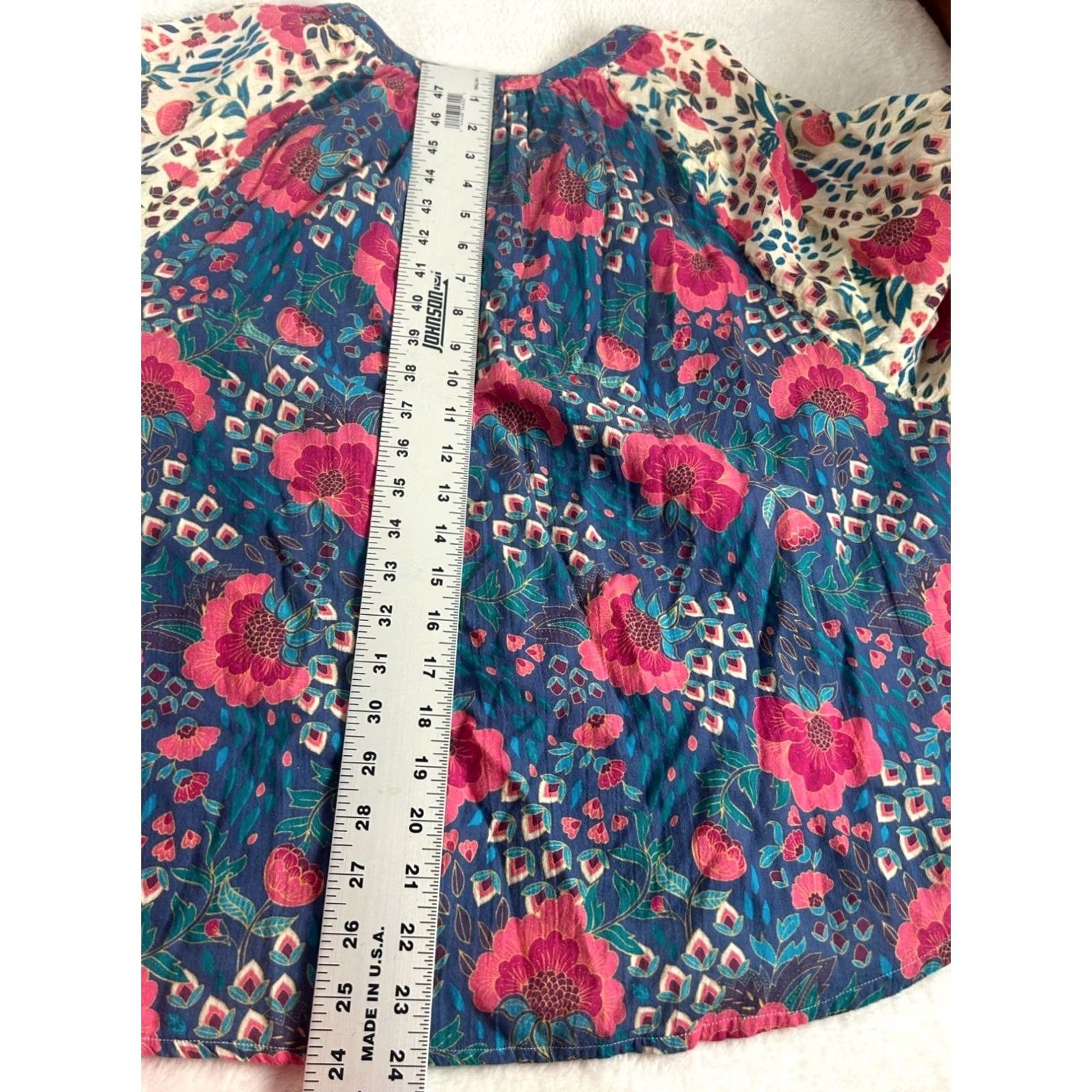Vintage Sundance Boho Blouse Womens Dream Keeper V-Neck Floral Long Sleeve Top PL Navy NWOT Size L / US 10 / IT 46 - 8 Thumbnail