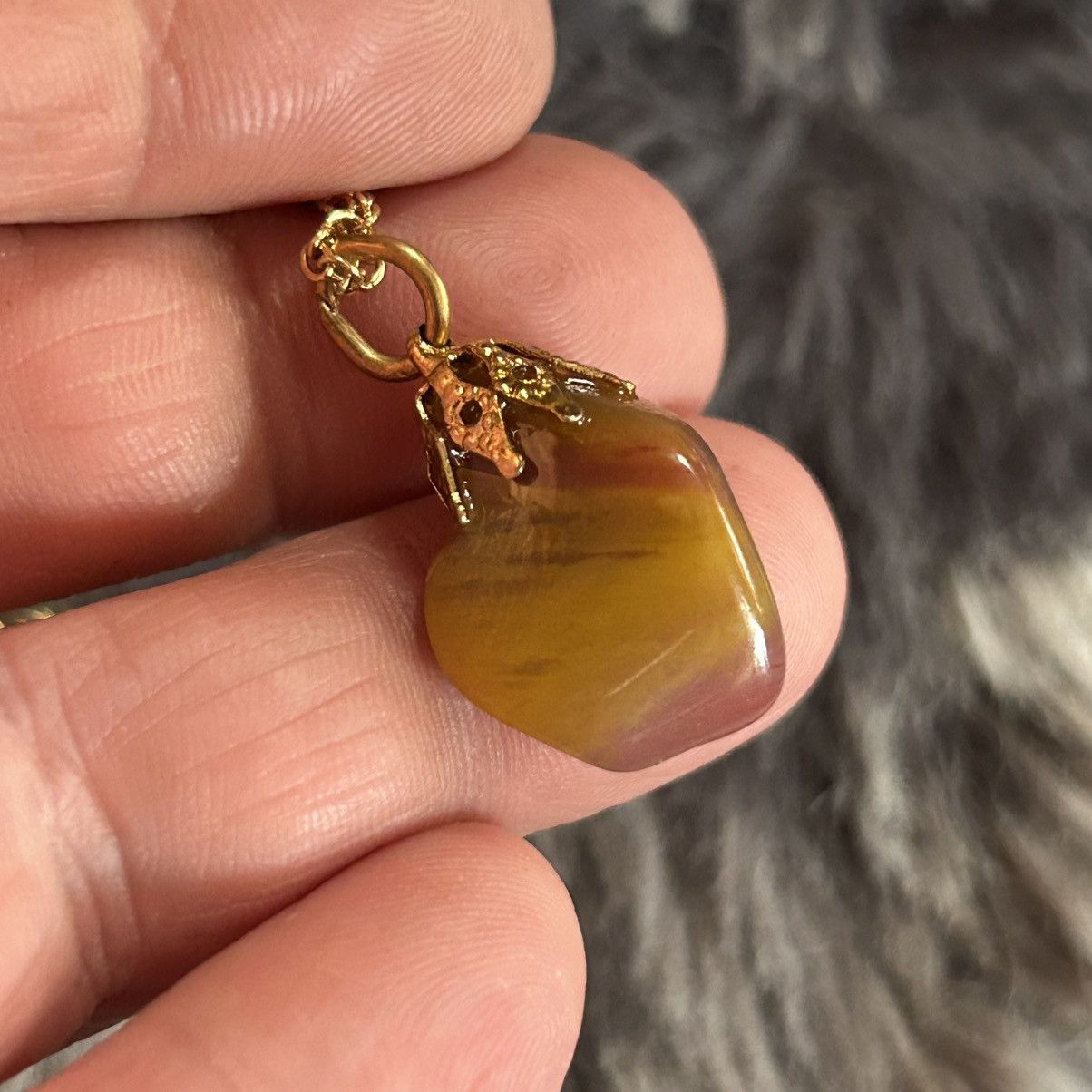 Vintage Handcrafted vintage capped mookaite stone pendant necklace Size ONE SIZE - 5 Thumbnail