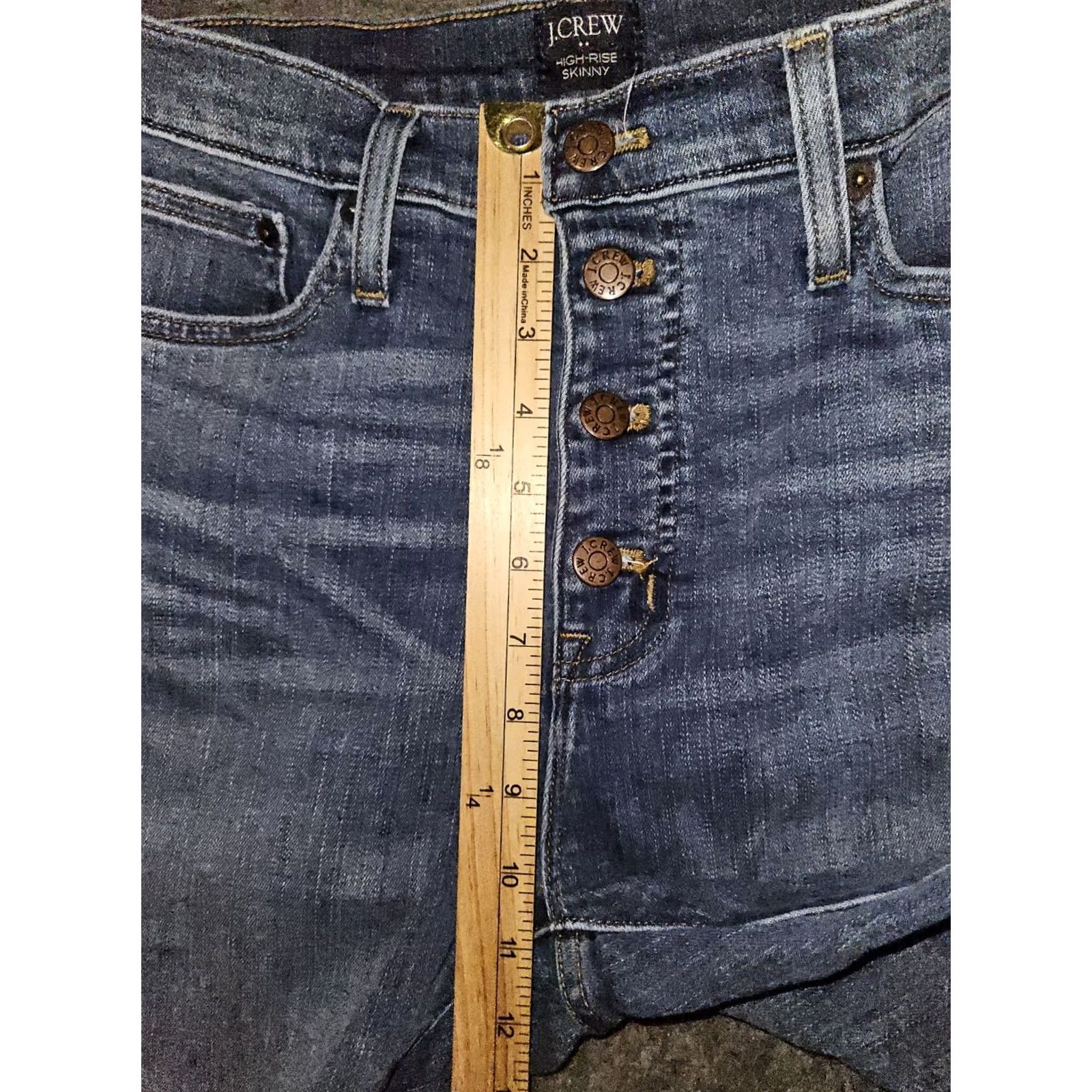 J.Crew J.CREW Jeans Women's High Rise Skinny Blue Stretch Frayed Preppy 29 Button Fly Size 29" - 4 Thumbnail