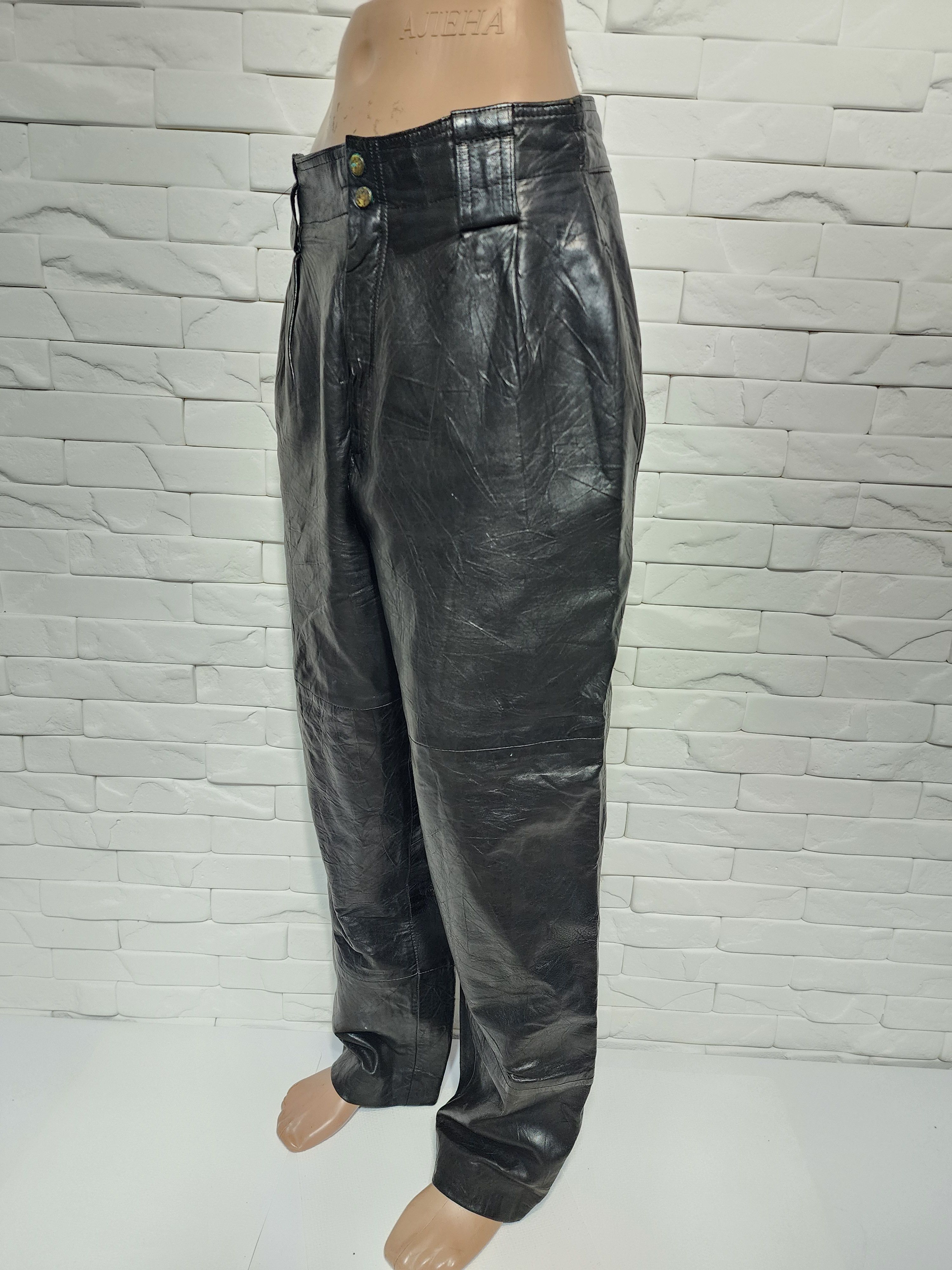 Genuine Leather Black leather men's pants. Size US 29 - 2 Thumbnail