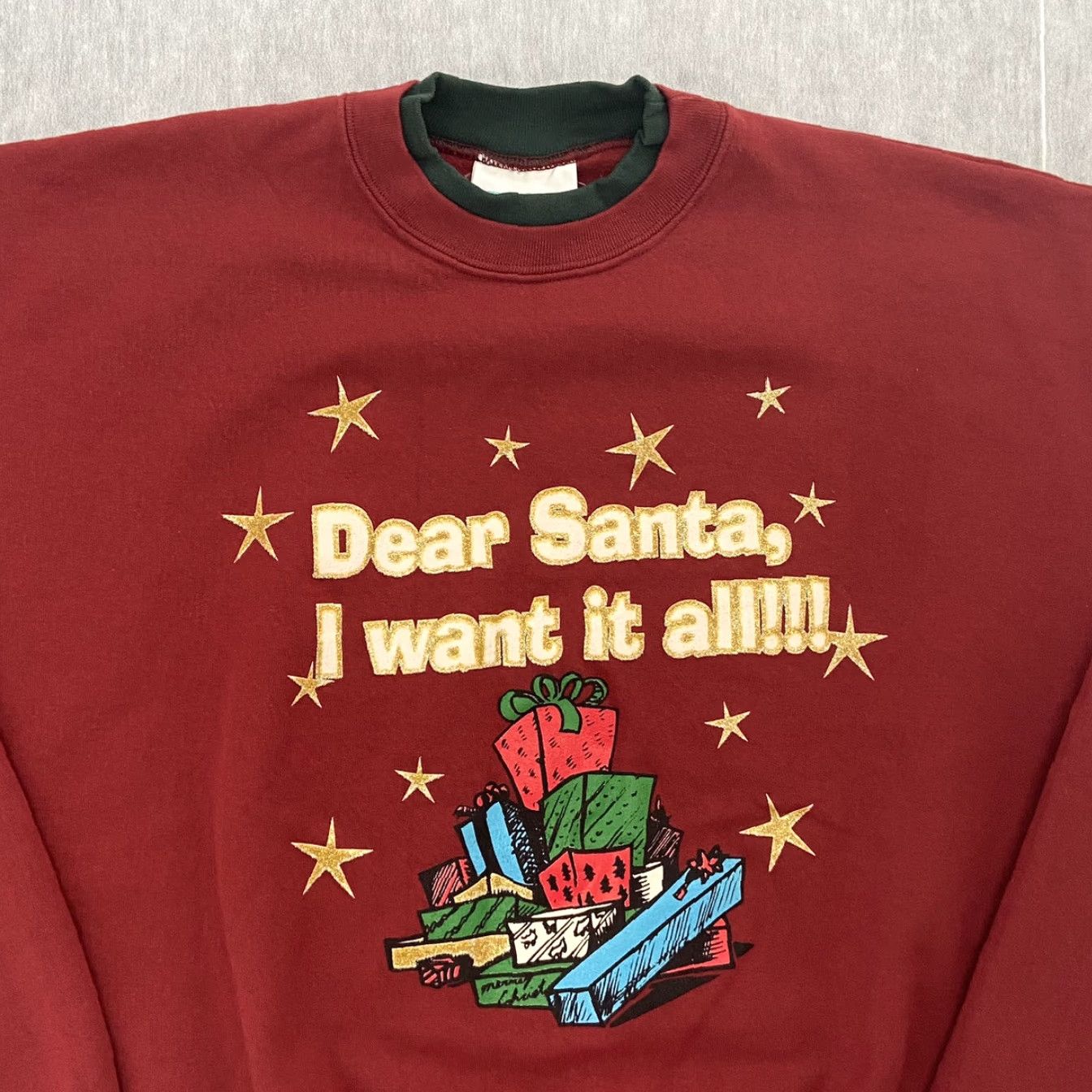 Vintage VINTAGE Energy Christmas Sweater Womens Size 1X Burgundy Crew Neck Pullover Santa Claus Graphic Print All Seasons Stars Gifts Fall Winter 1X Womens Size XL / US 12-14 / IT 48-50 - 3 Thumbnail