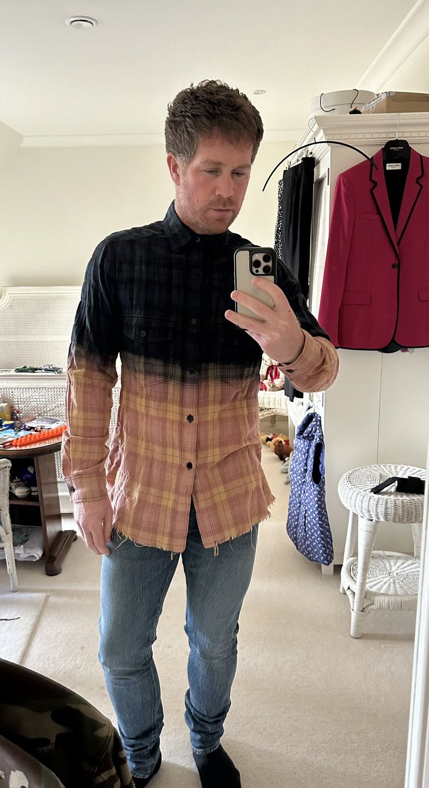 Saint Laurent Paris SS16 Saint Laurent surf sound bleached flannel 2 tone Hedi Size US L / EU 52-54 / 3 - 6 Thumbnail