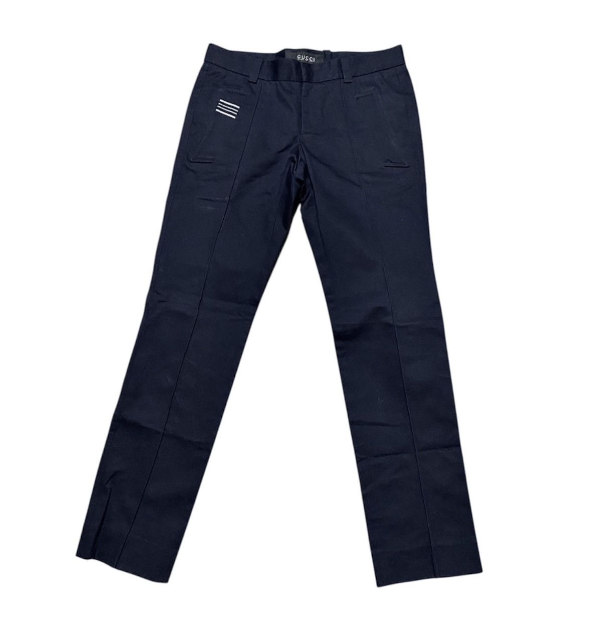 Gucci Unisex Gucci AW’08 Navy Cotton Skinny Crease Chino Trousers Size 30" / US 8 / IT 44 - 1 Thumbnail