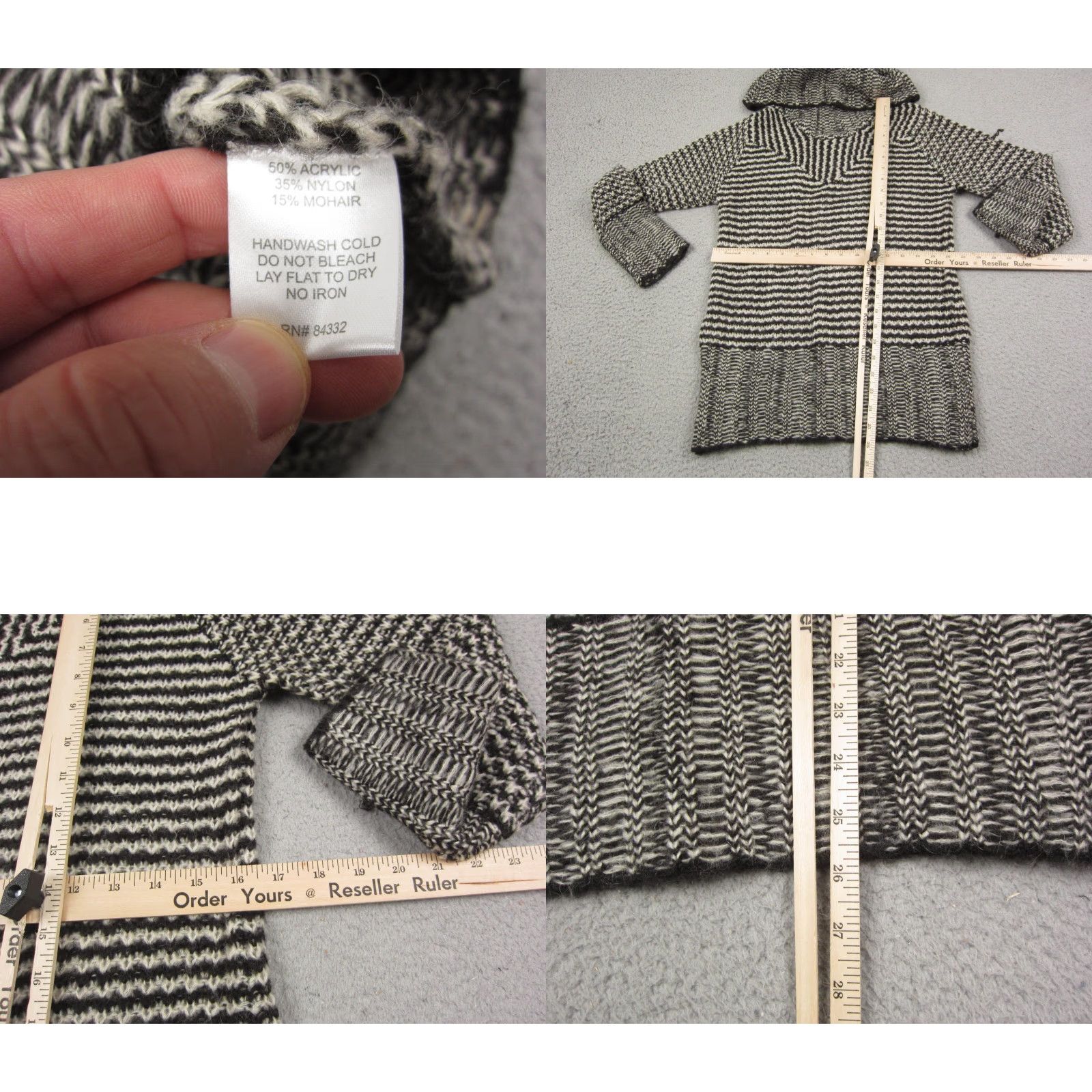 Vintage ii Sisters Sweater Pullover Womens M Black Striped Turtleneck Mohair Knit Knitwear 90s Vintage? Size M / US 6-8 / IT 42-44 - 8 Thumbnail