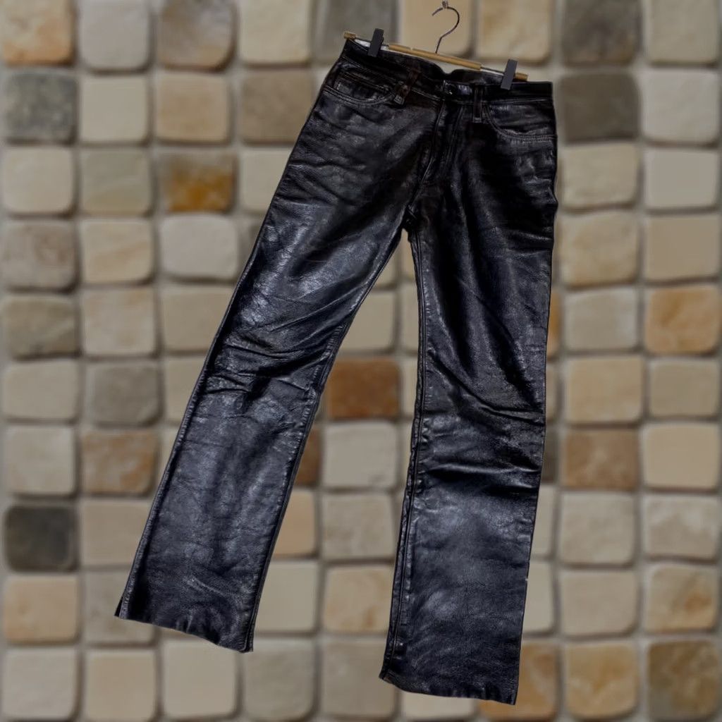 Vintage DAGDA LEATHERS Leather pants black Size 29 Size US 29 - 1 Thumbnail