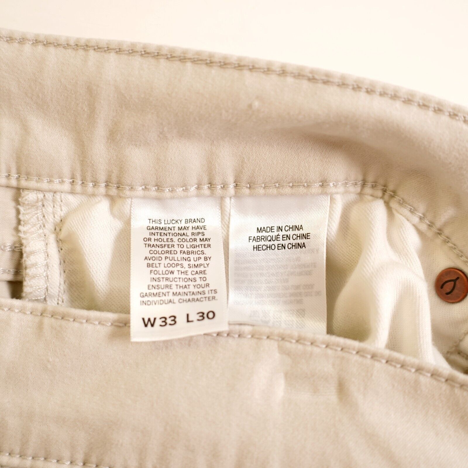 Lucky Brand Lucky Brand 363 Vintage Straight Lightweight Cream Jeans Mid Size US 34 / EU 50 - 11 Thumbnail
