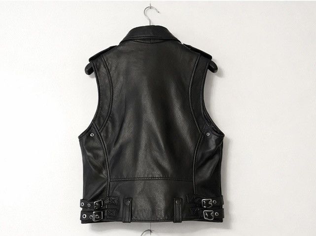 Diesel Diesel Black Leather Biker Vest – Moto Style – Rare – Size S / US 4 / IT 40 - 3 Thumbnail