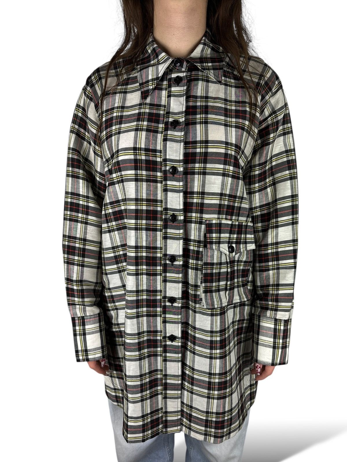 Ganni Ganni Oversized Plaid Shirt Long Sleeve Linen / Silk Pocket Size M / US 6-8 / IT 42-44 - 12 Thumbnail