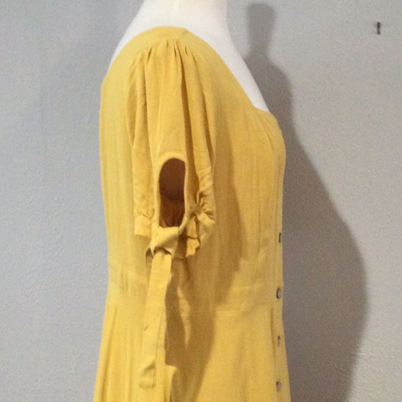 Other IFFEI Mustard Yellow Full Button Sleeve A-Line Dress XL NWT Size XL / US 12-14 / IT 48-50 - 6 Thumbnail