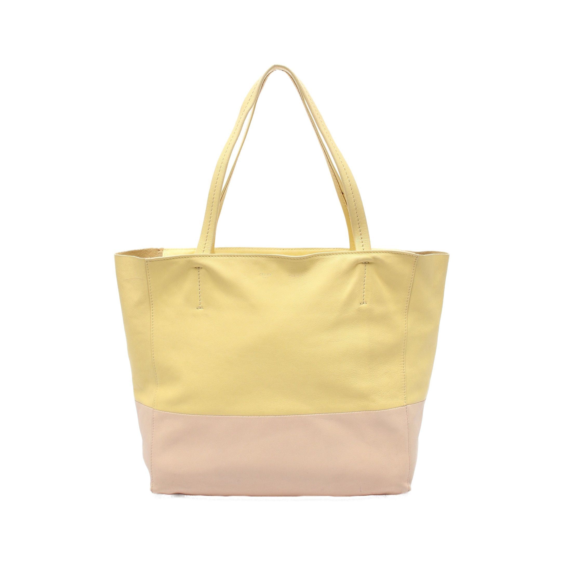 Celine Horizontal Hippopotamus Shoulder Bag Tote Leather Yellow Beige