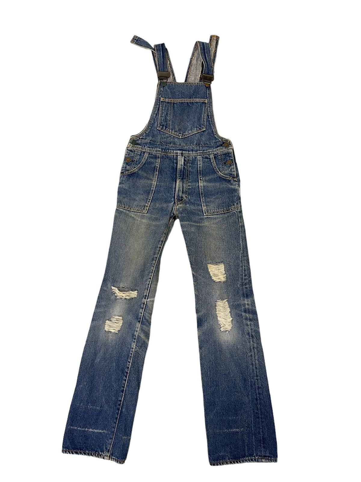 Overalls Jeans Vtg Big Stone Faded Distress Slim 7🟦6