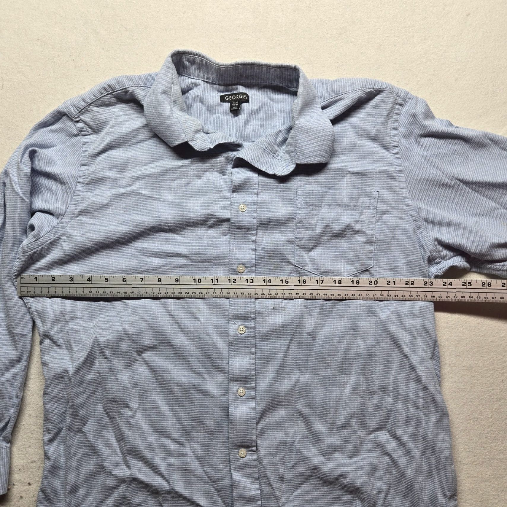 George George Blue Check Button-Up Shirt Adult Men's XL 46-48 Long Sleeve Casual Size US XL / EU 56 / 4 - 4 Thumbnail