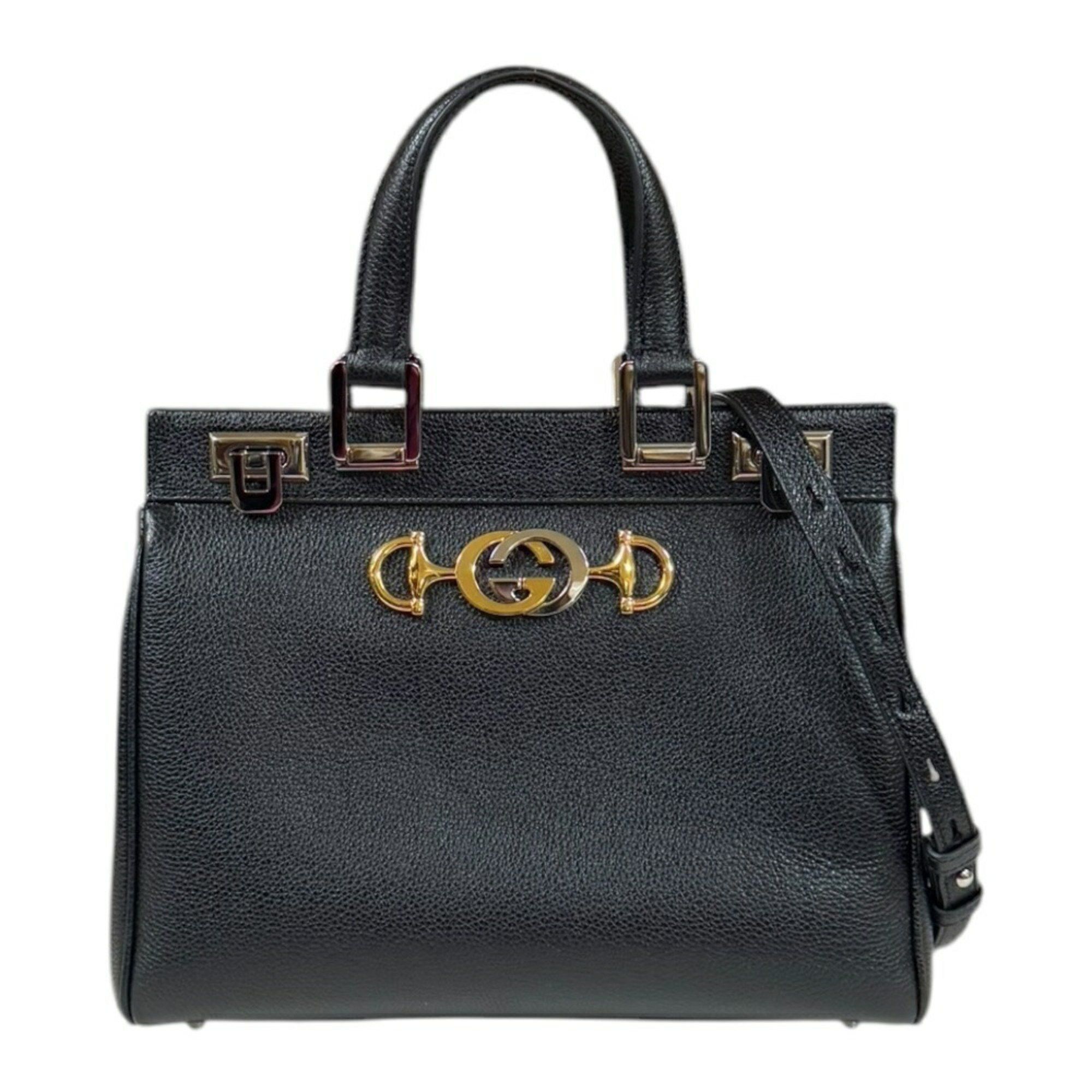 Gucci Zumi Small Shoulder Bag Leather 569712 Black Women's Gucci 2Way