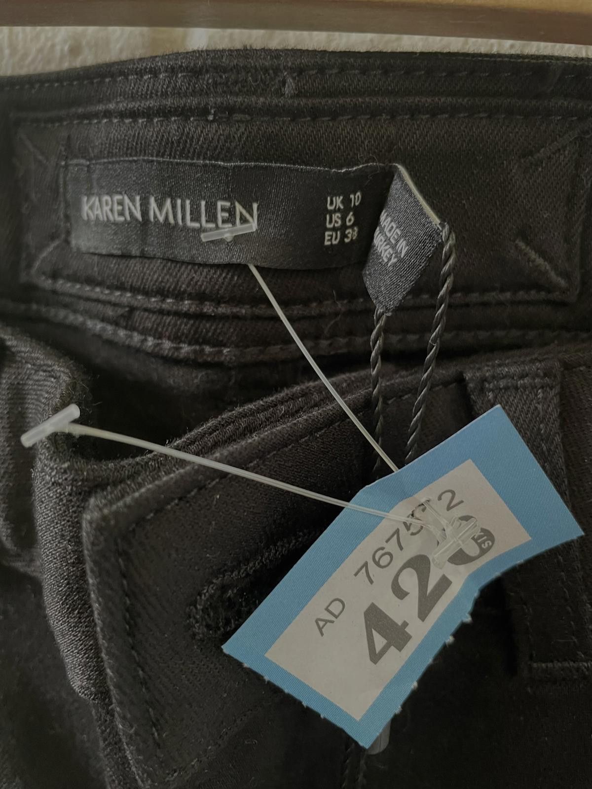 Designer Karen Millen Women's Black Skinny Jeans UK 10 EU 38 Size 32" / US 10 / IT 46 - 2 Thumbnail