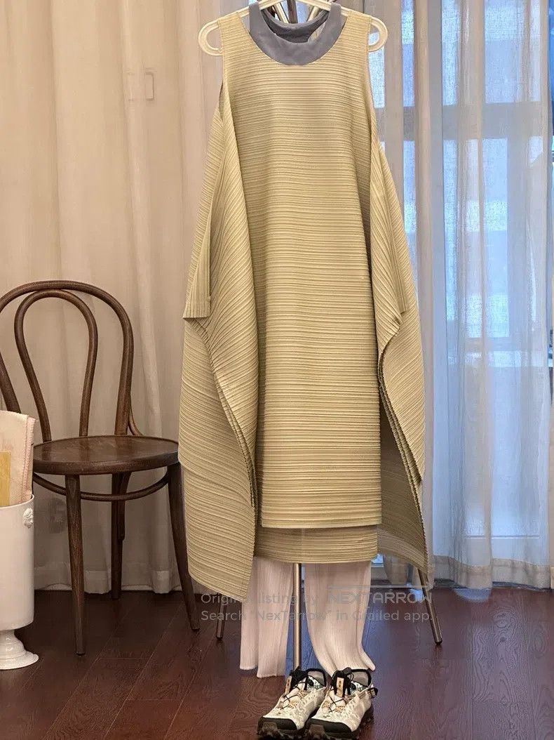 Issey Miyake Issey Miyake Yellow Dress Size L / US 10 / IT 46 - 1 Thumbnail
