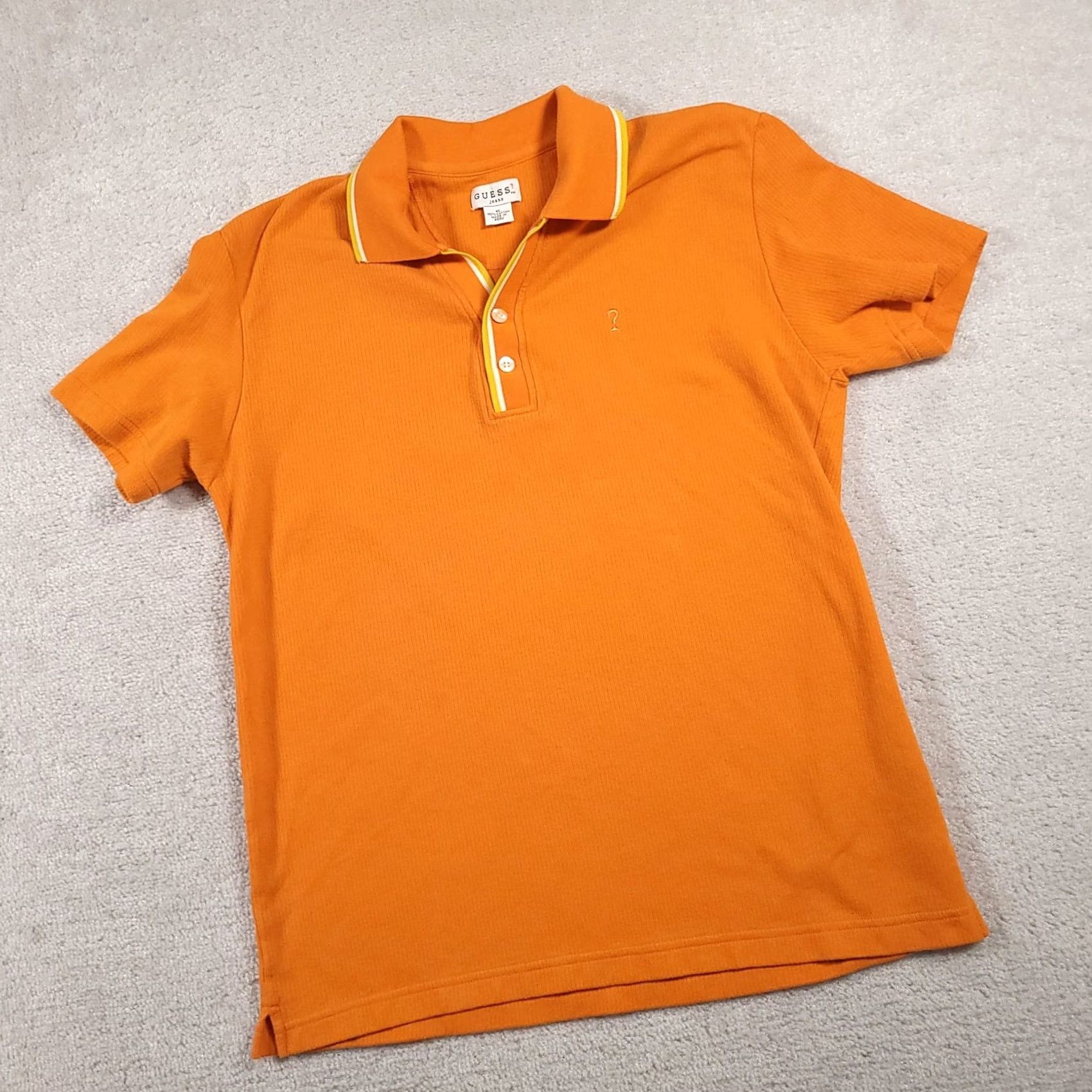 Guess VINTAGE Guess Jeans Polo Shirt Mens XL Orange Yellow Trim 100% Cotton Embroidered Polo Casual Preppy 90s Mens Size US XL / EU 56 / 4 - 2 Thumbnail