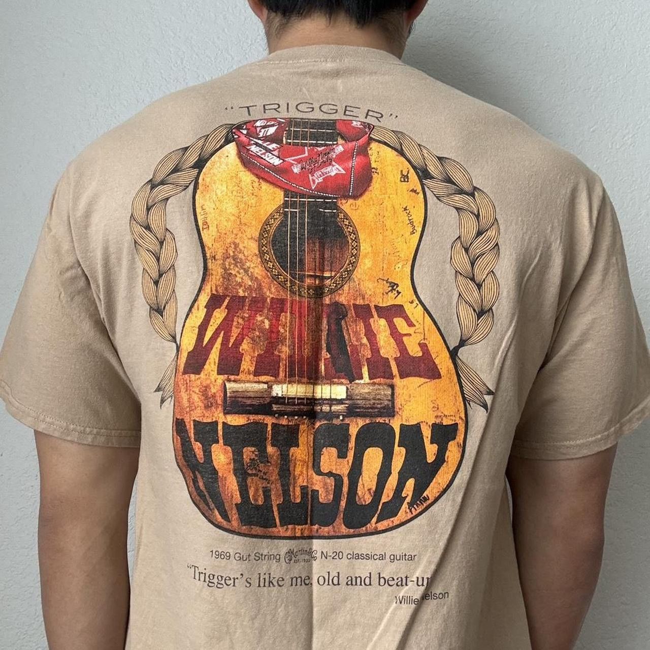 Band Tees × Vintage Vintage Willie Nelson 1990s Band Graphics Cream Tee Shirt Size US L / EU 52-54 / 3 - 3 Thumbnail