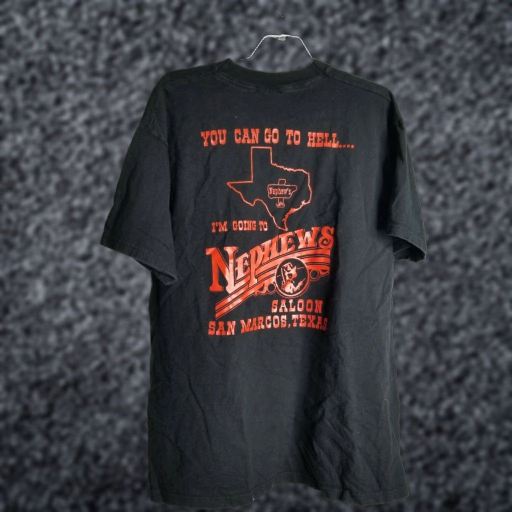 Fruit Of The Loom Vintage Men's XL Black Saloon Funny Texas T-Shirt 90s Crew Neck Heavyweight Fruit of the Loom Size US XL / EU 56 / 4 - 1 Thumbnail