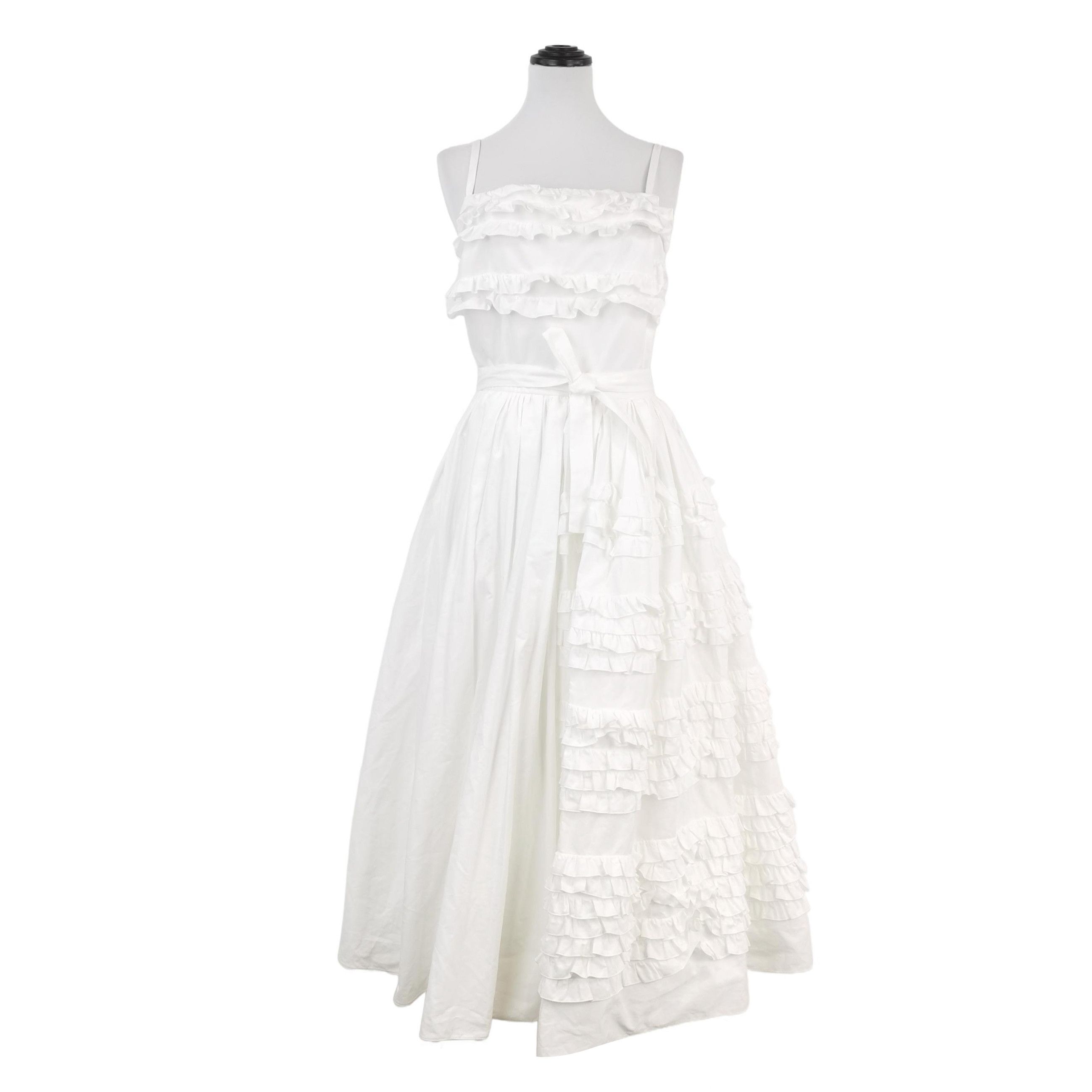 Prada Prada Ruffled Cotton Poplin Midi Dress Size 42 Size M / US 6-8 / IT 42-44 - 1 Thumbnail