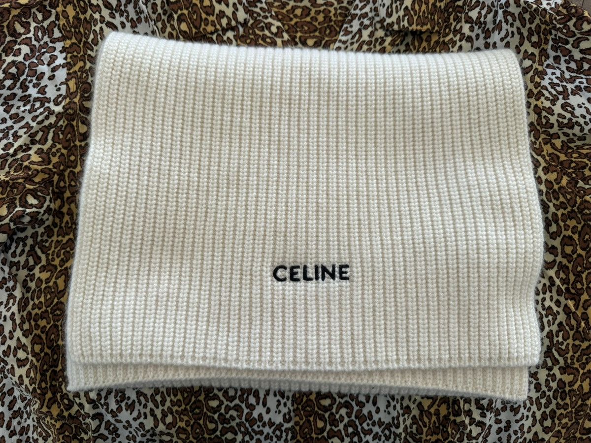 Celine $990 Celine cream ivory cashmere logo scarf Hedi Grail Size ONE SIZE - 1 Thumbnail