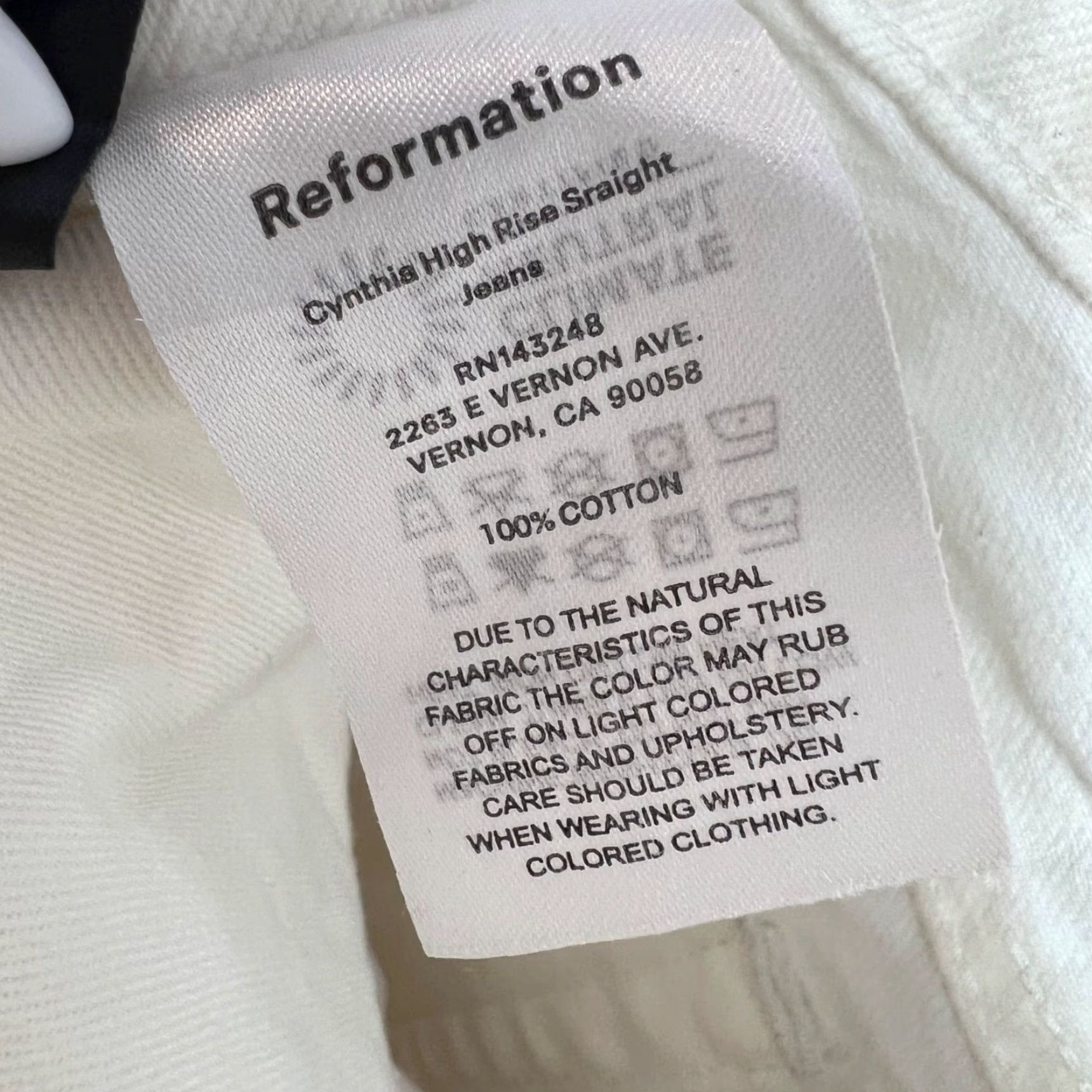Reformation VINTAGE Reformation High Rise Straight Jeans Women's Size 24 White 100% Cotton Size 42" / US 20 - 5 Thumbnail