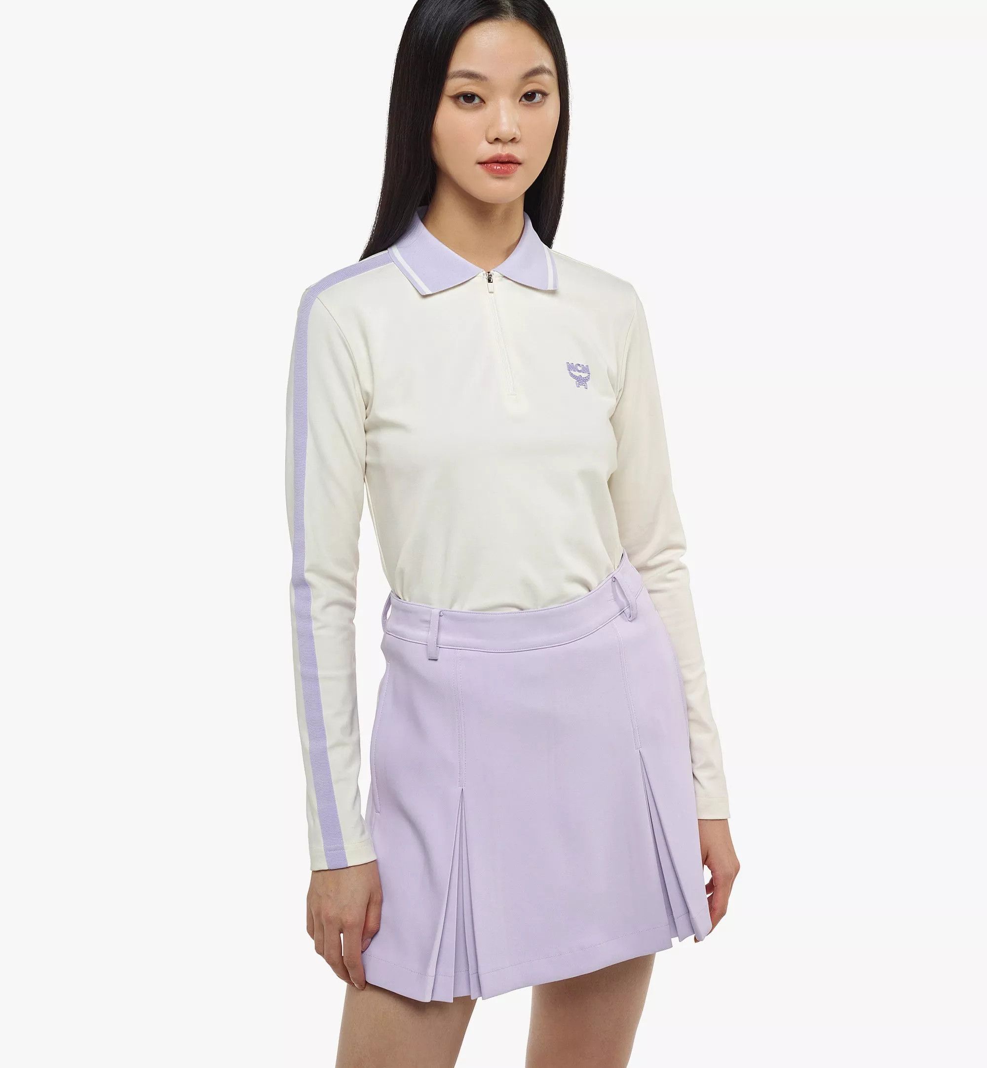MCM o1mt1gz0325 Long Sleeve Polo Shirt in Ivory/Purple Size L / US 10 / IT 46 - 4 Thumbnail