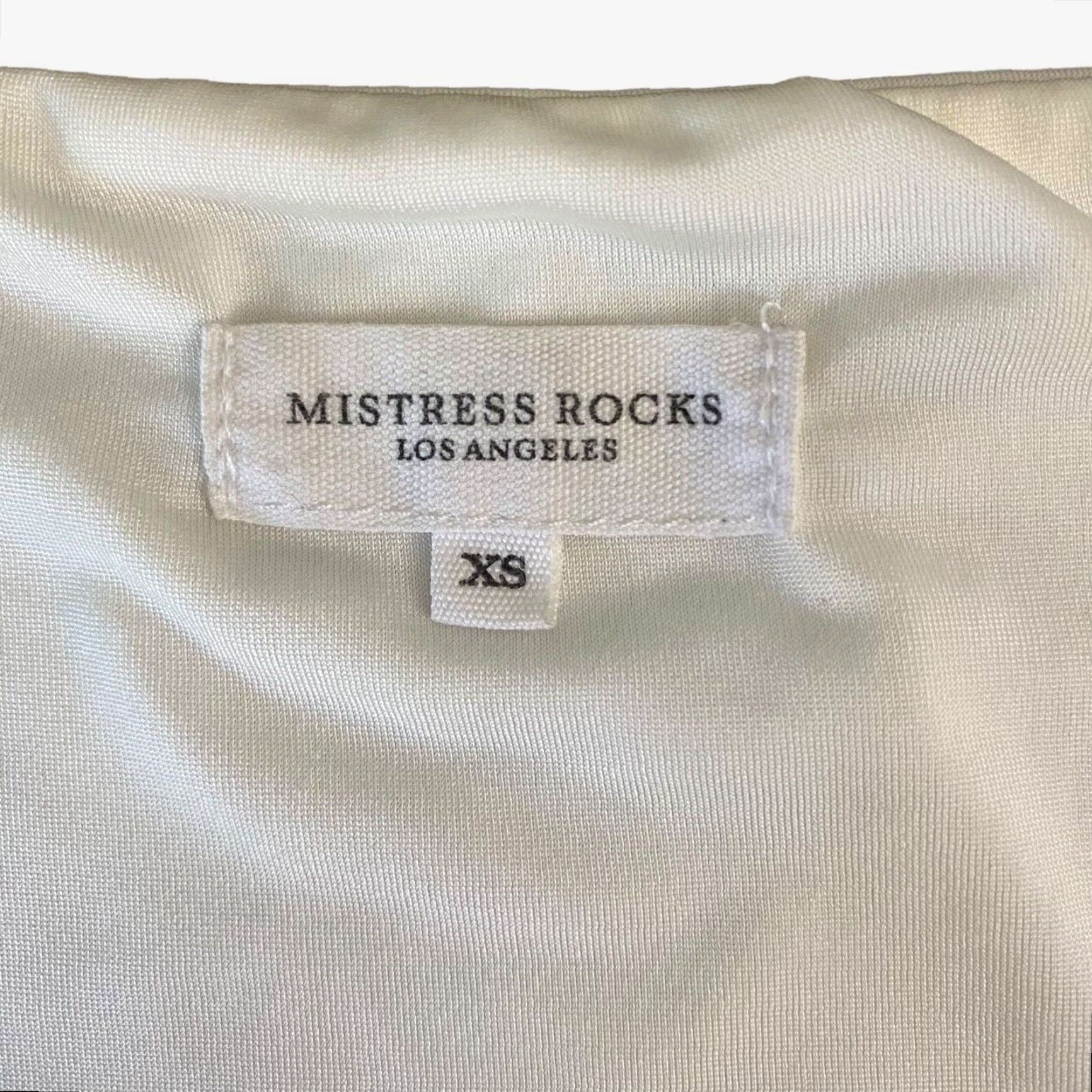 Vintage VINTAGE Mistress Rocks Off The Shoulder White Jersey Bardot Mini Dress XS Extra Small Women Short Sleeve Rock Pattern Solid Size XS / US 0-2 / IT 36-38 - 7 Thumbnail