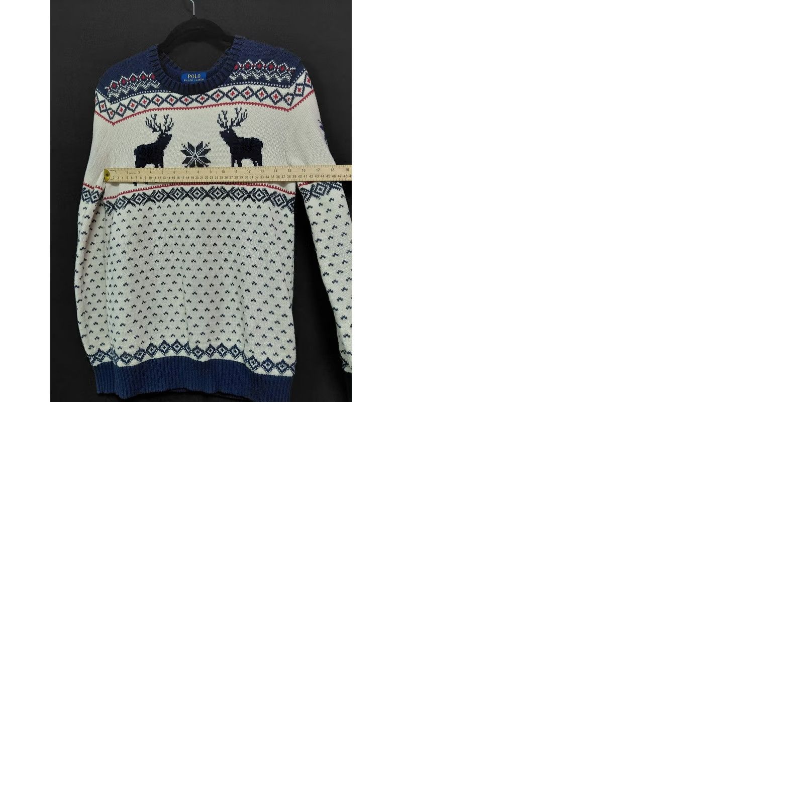 Polo Ralph Lauren Polo Ralph Lauren Reindeer Knit Sweater Blue Graphic Print Cotton,Wool Size XL Mens Pullover Crew NYLON? Size US XL / EU 56 / 4 - 9 Thumbnail