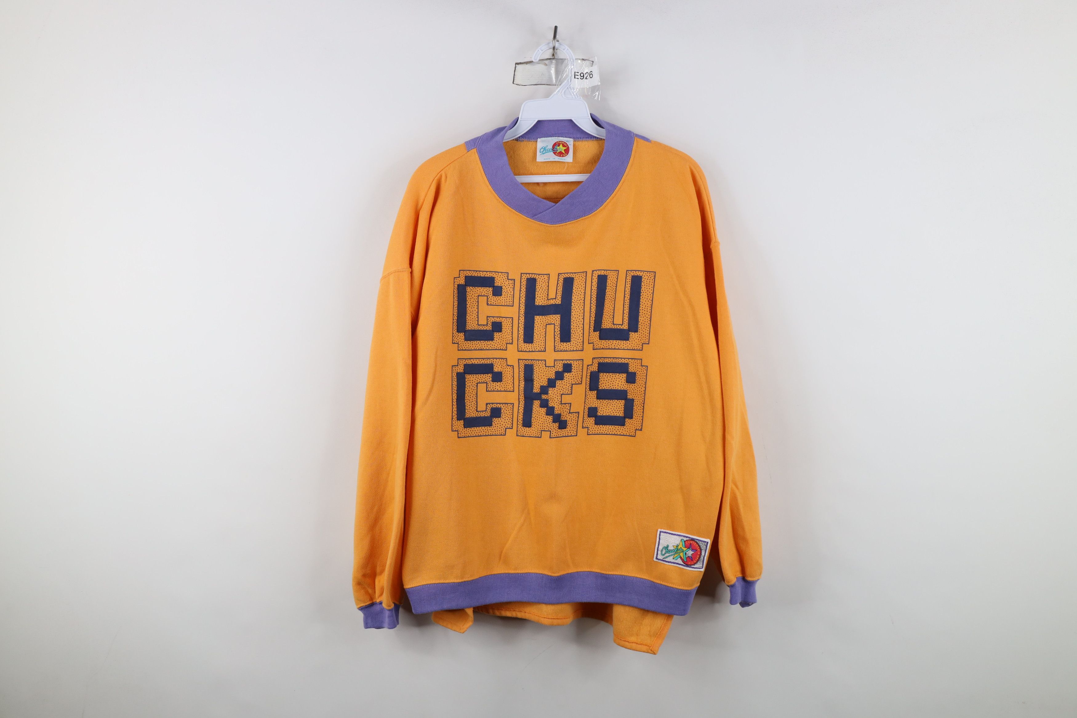 Converse Vintage 90s Converse Chuck Taylor Block Sweatshirt Orange Size XL / US 12-14 / IT 48-50 - 1 Thumbnail