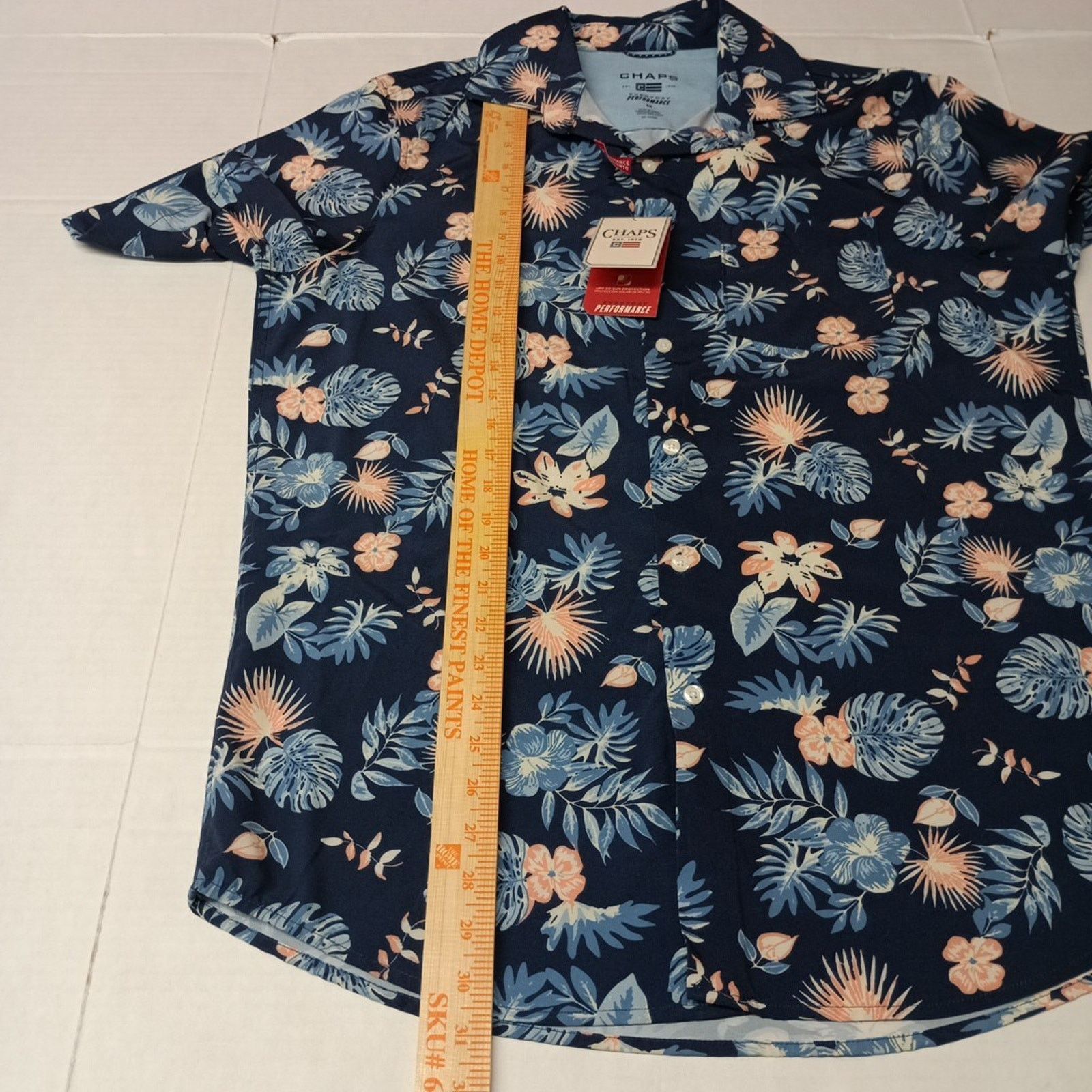 Chaps Chaps Woven Shirt Men's Size M Blue Floral Stretch UPF 50 Size US M / EU 48-50 / 2 - 6 Thumbnail