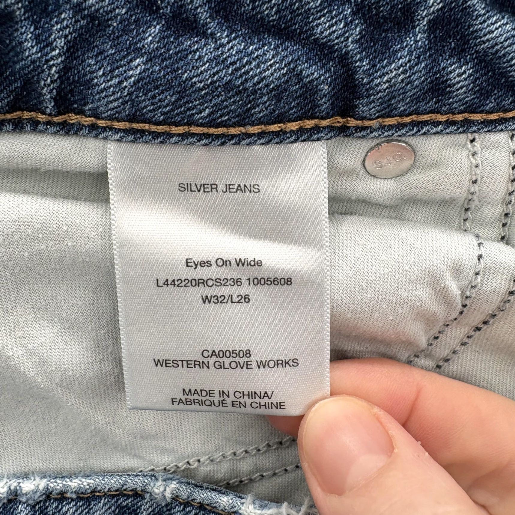 Silver Jeans Co. VINTAGE Silver Jeans Eyes On Wide Womens Jeans 32x26 Blue Relaxed Wide-Leg Crop Stretch Denim Womens Size 24" / US 00 / IT 34 - 5 Thumbnail