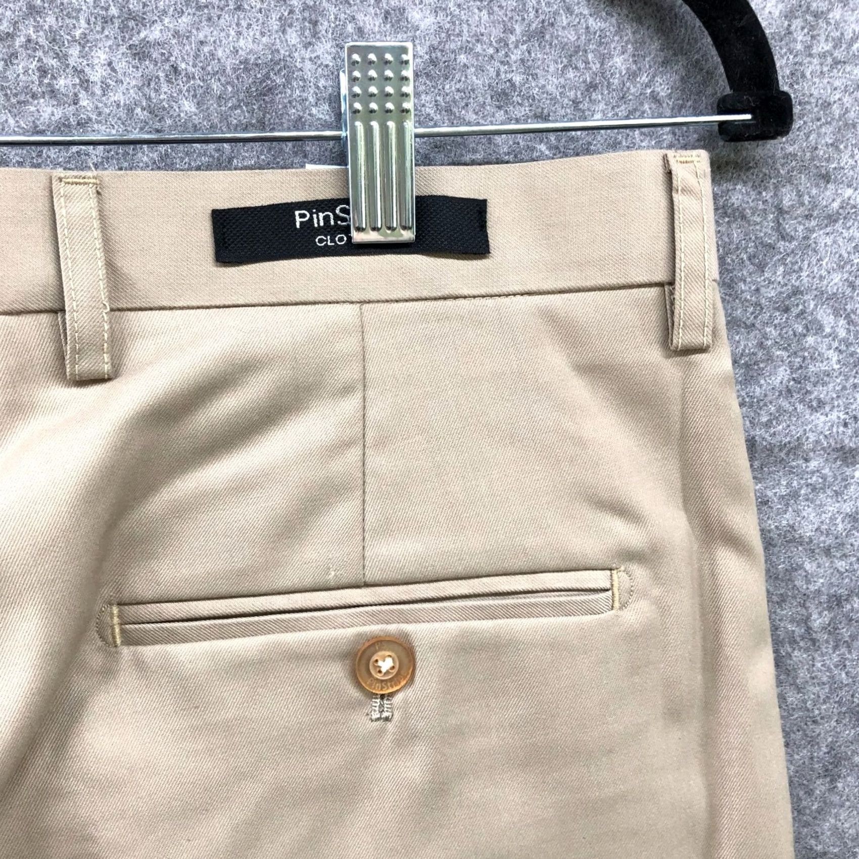 Vintage Pinstripe Clothing Mens Dress Pants Beige Khaki 34 Unhemmed Slim Tapered Flat Front Polyester Blend Zip Fly Quality Workwear NWT Size US 34 / EU 50 - 7 Thumbnail